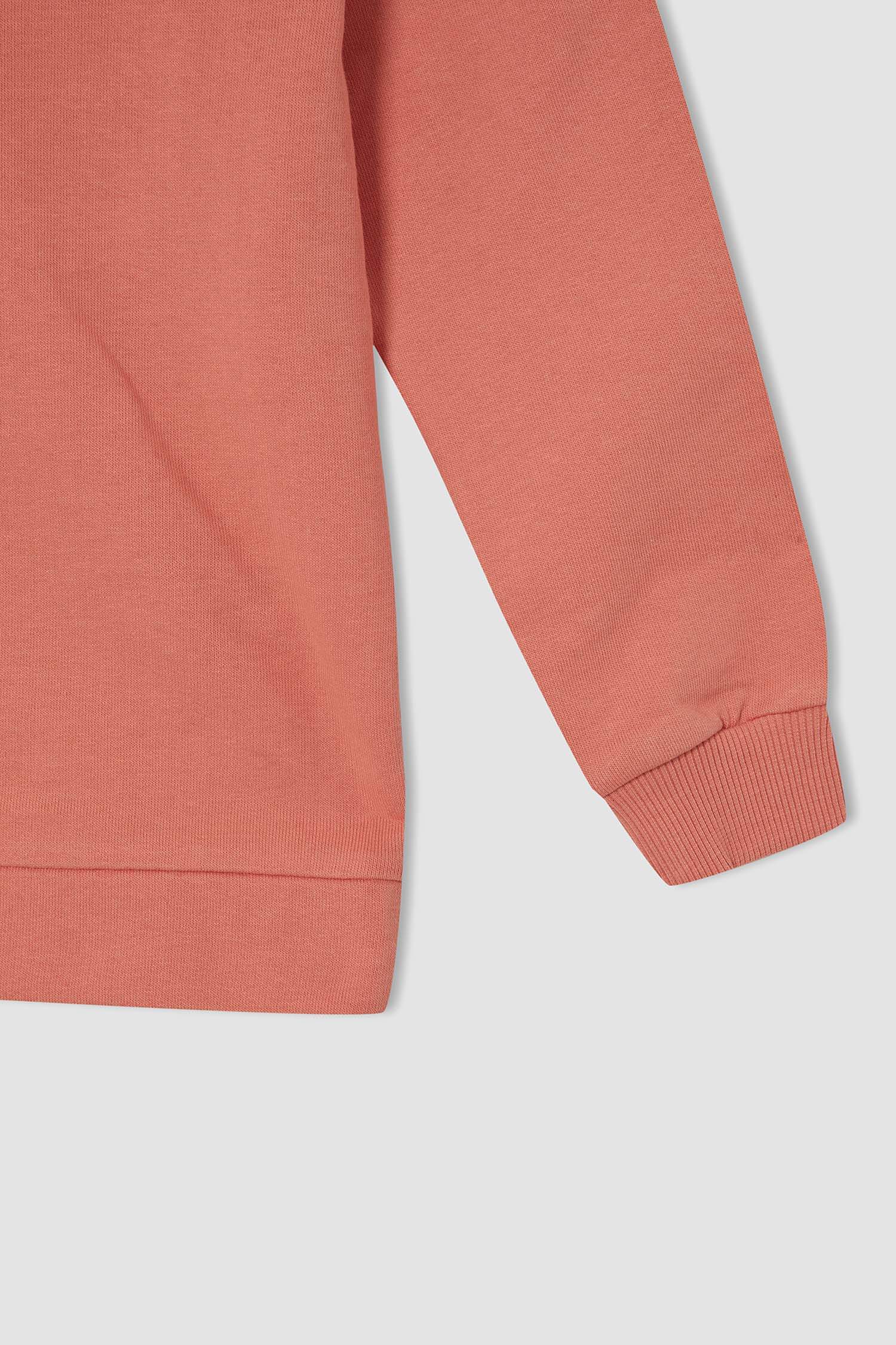Kız Çocuk Fermuar Detaylı Kapüşonlu Sweatshirt
