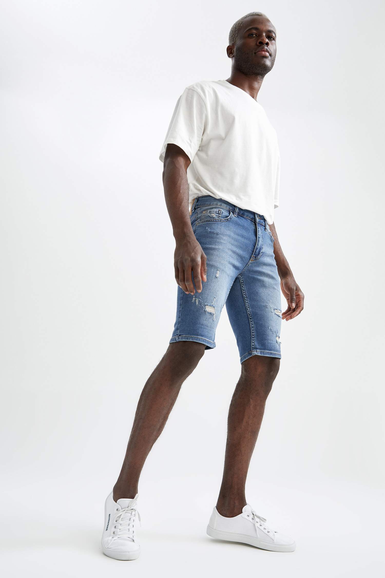 Skinny Fit Jean Bermuda Şort