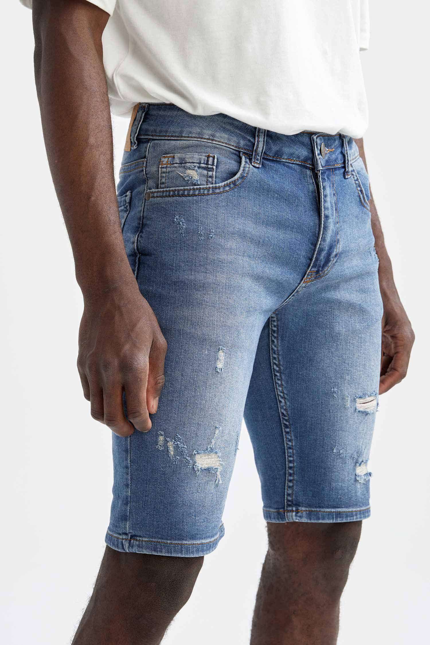 Skinny Fit Jean Bermuda Şort
