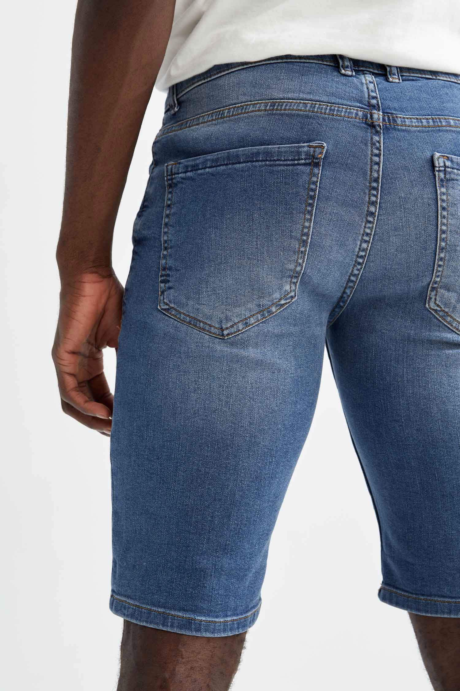 Skinny Fit Jean Bermuda Şort