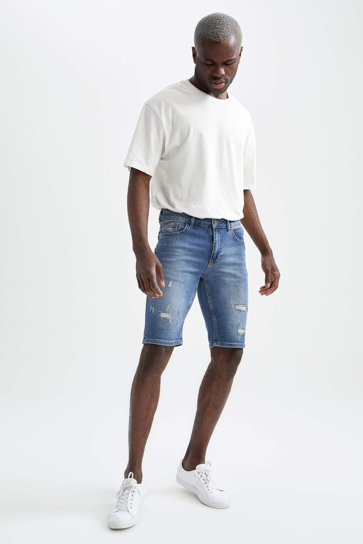 Skinny Fit Jean Bermuda Şort