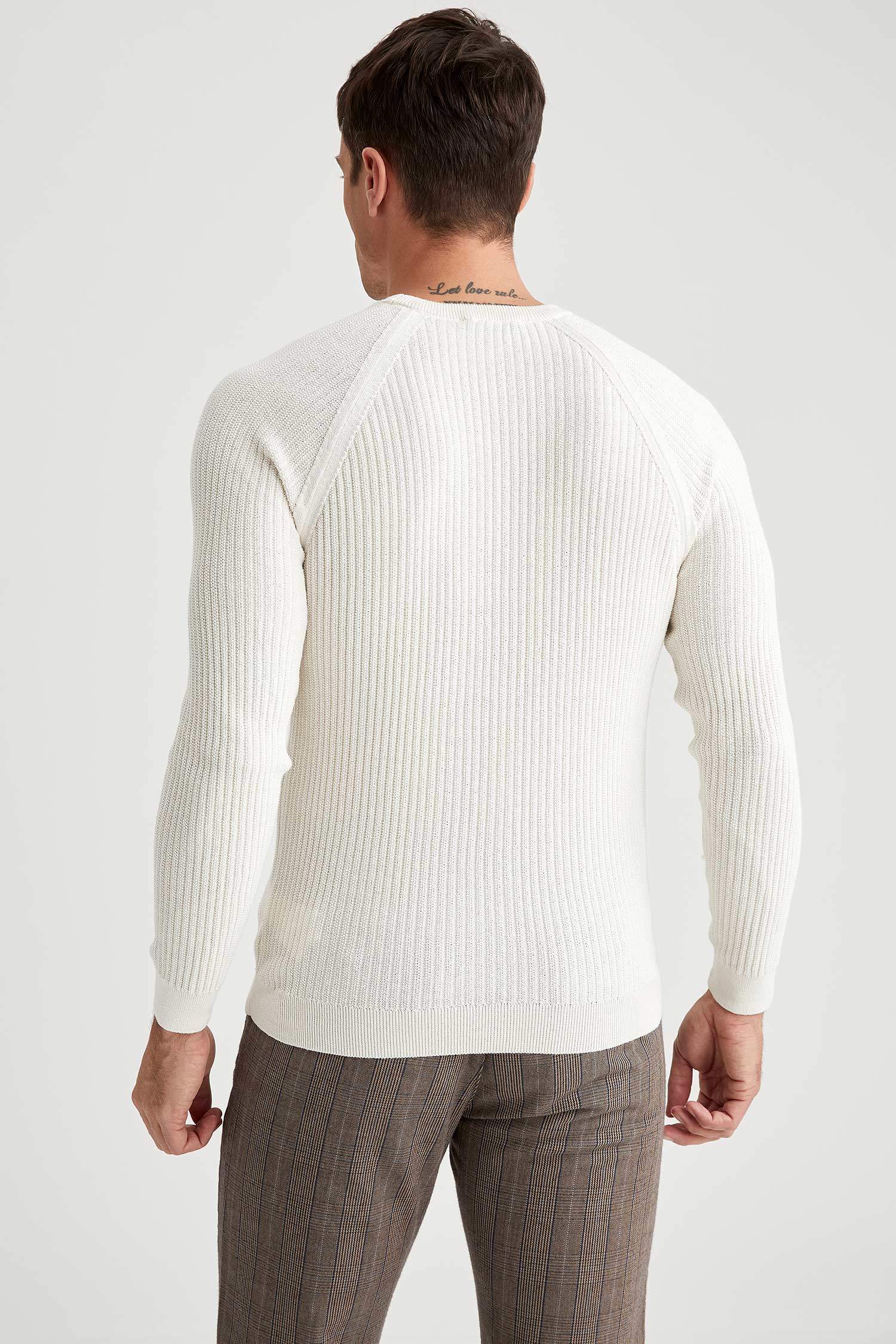 Slim Fit Reglan Kol Bisiklet Yaka Triko Kazak