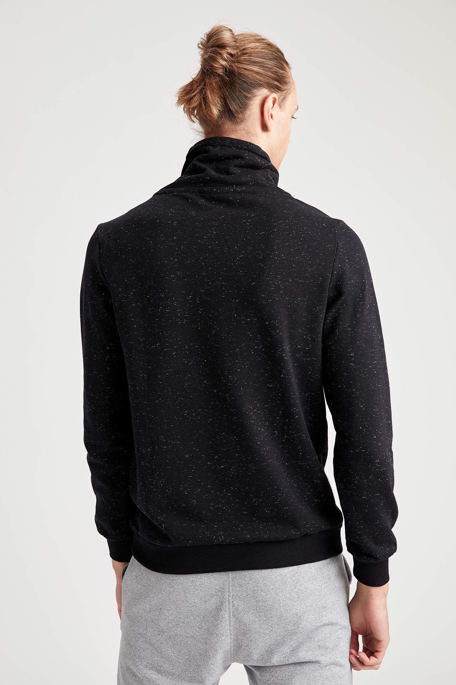 Şal Yaka Baskılı Sweatshirt
