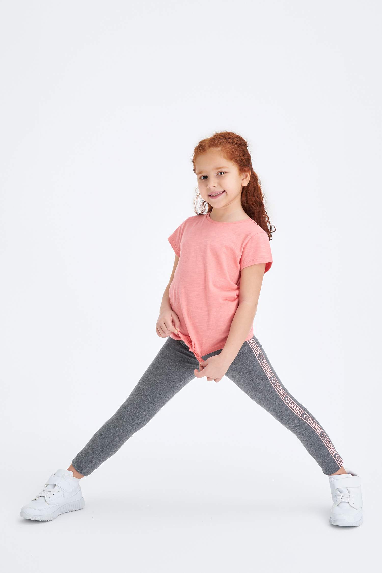 Kız Çocuk Slim Fit Şerit Baskı Detaylı Tayt