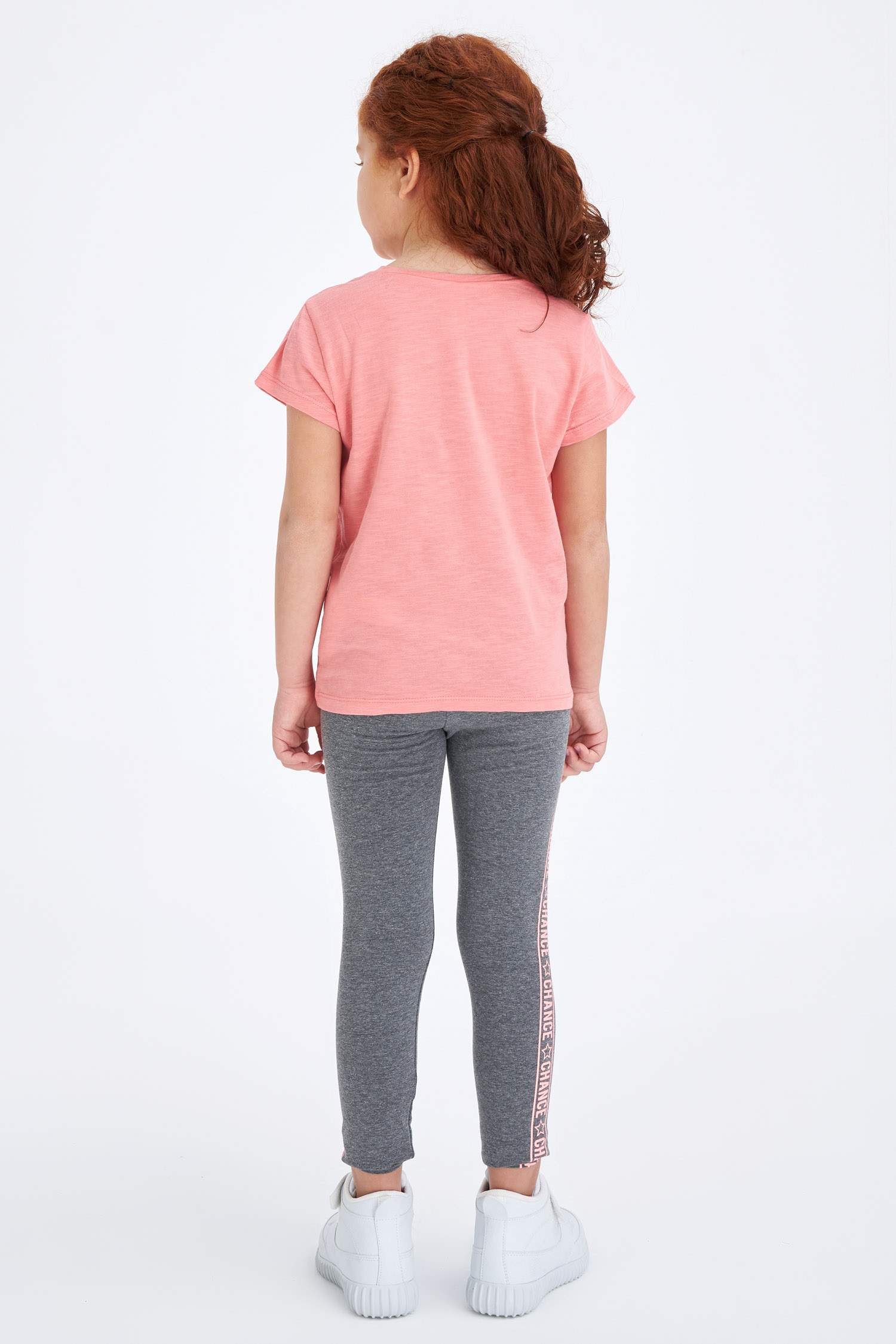Kız Çocuk Slim Fit Şerit Baskı Detaylı Tayt