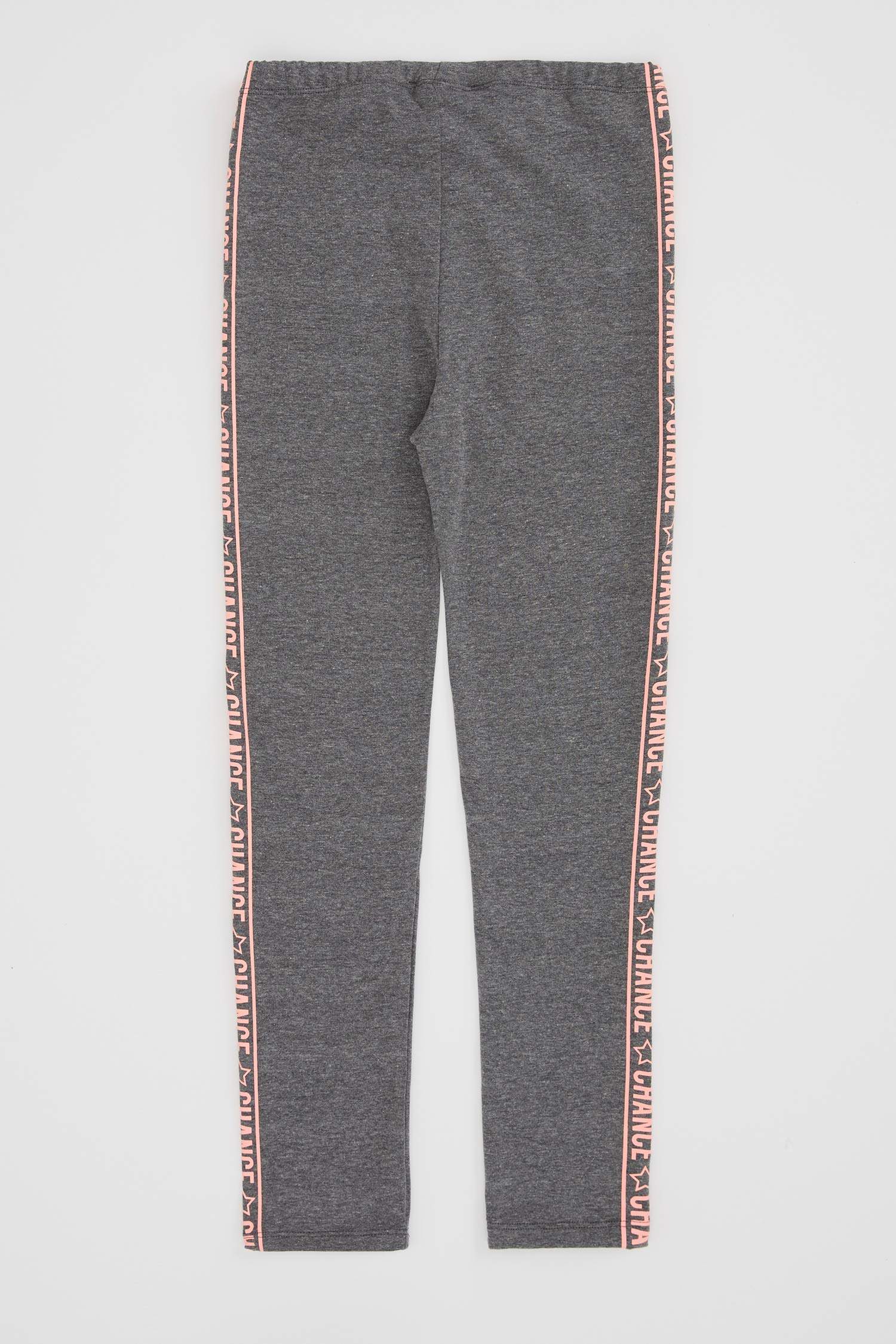 Kız Çocuk Slim Fit Şerit Baskı Detaylı Tayt
