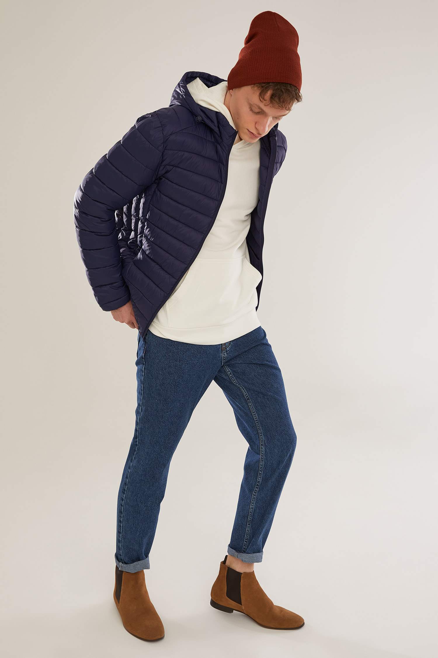 Slim Fit Kapüşonlu Şişme Mont