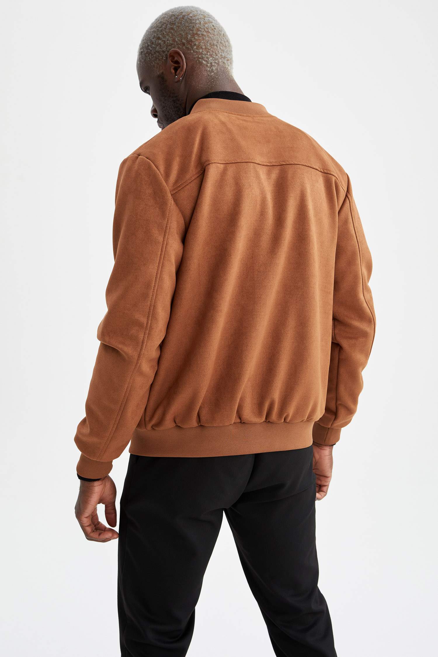Süet Kolej Yaka Bomber Mont