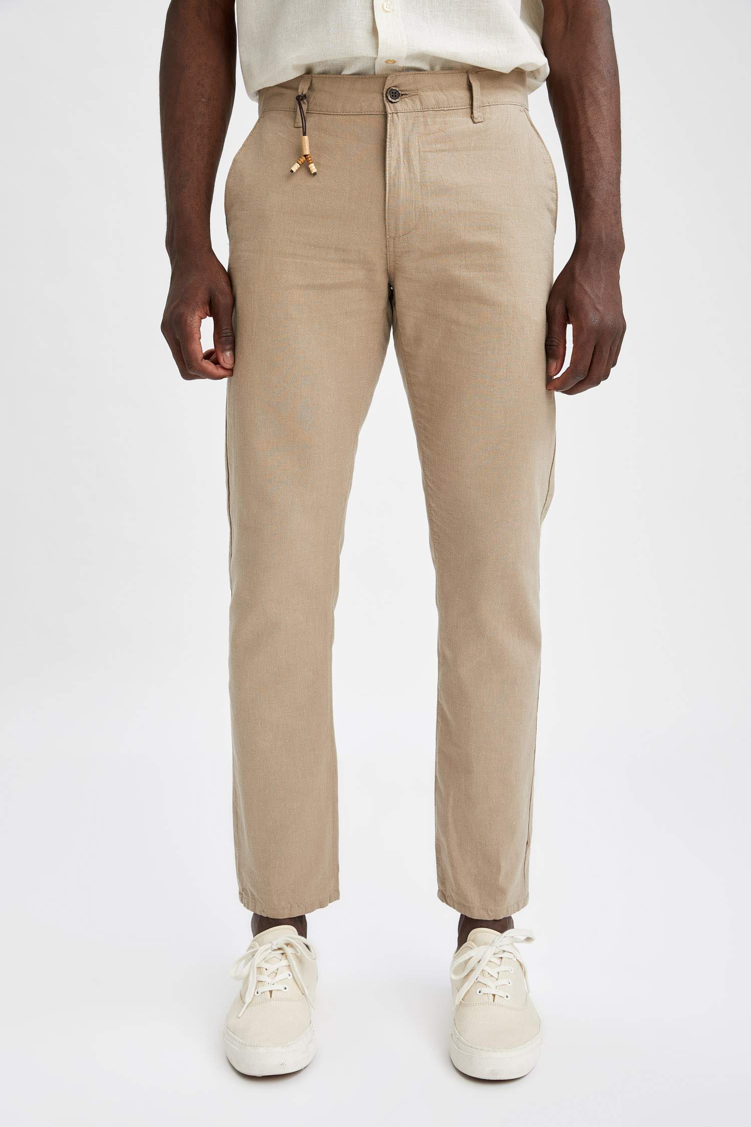Regular Fit Keten Chino Pantolon