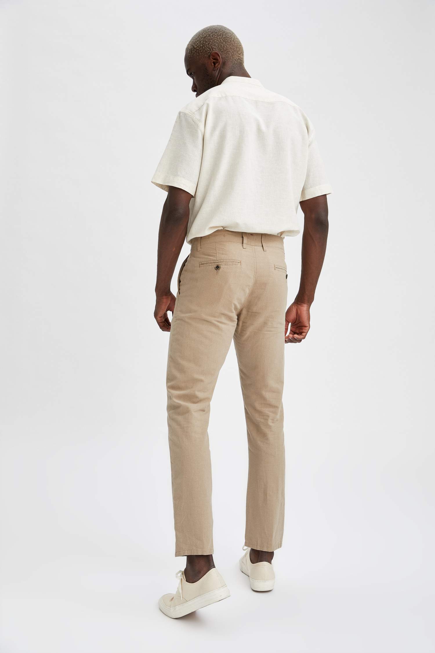 Regular Fit Keten Chino Pantolon