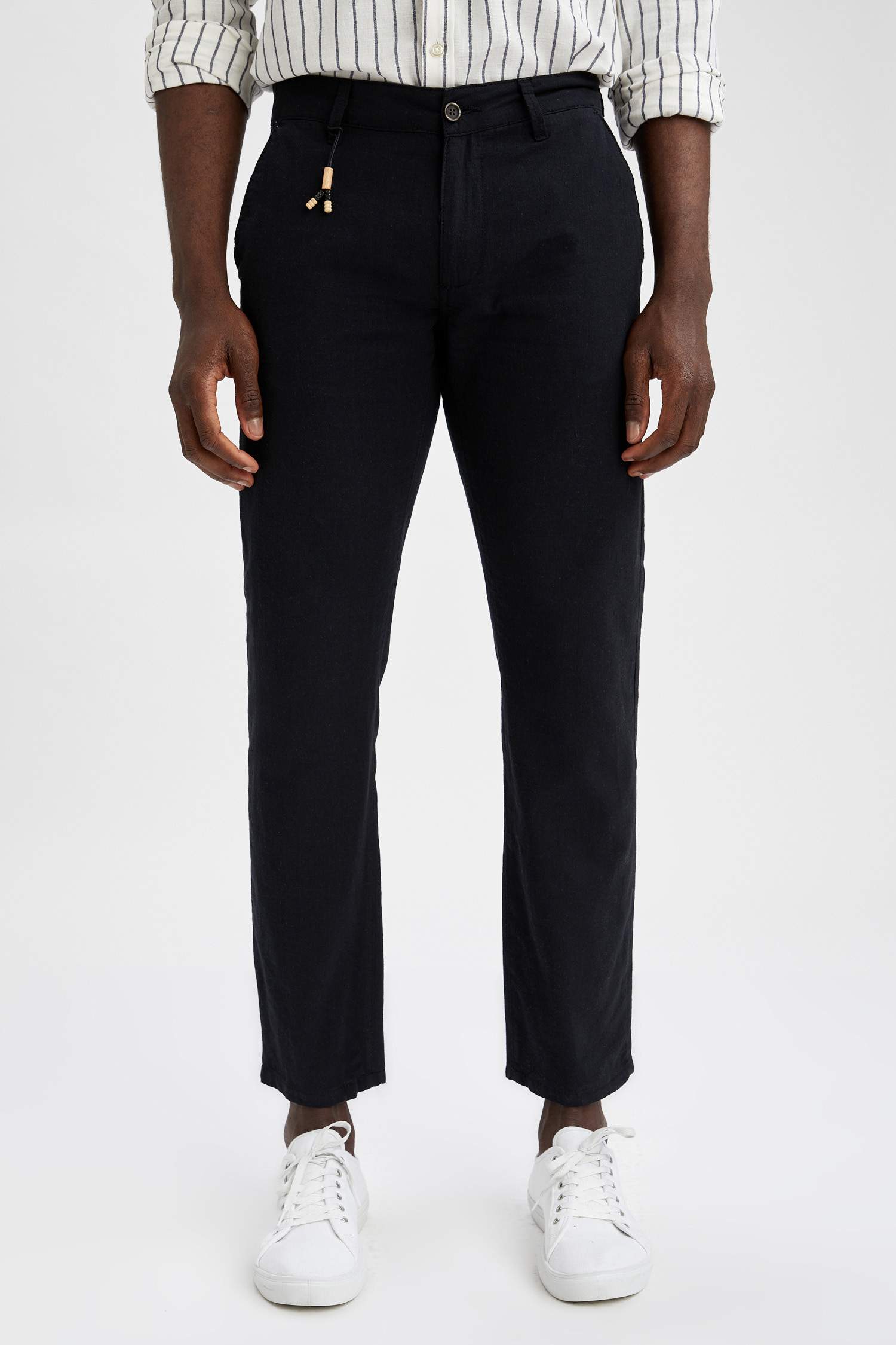 Regular Fit Keten Chino Pantolon
