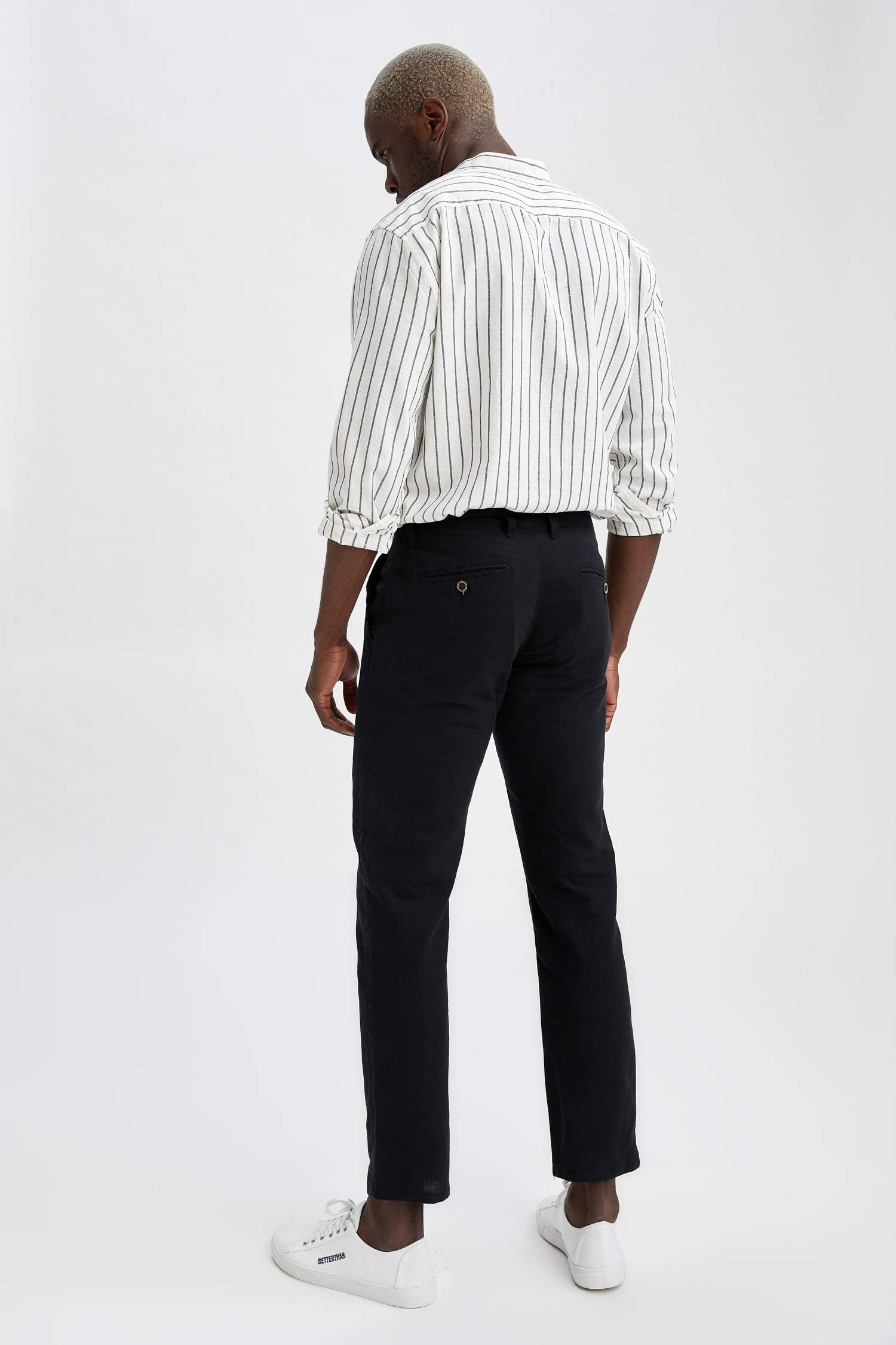 Regular Fit Keten Chino Pantolon