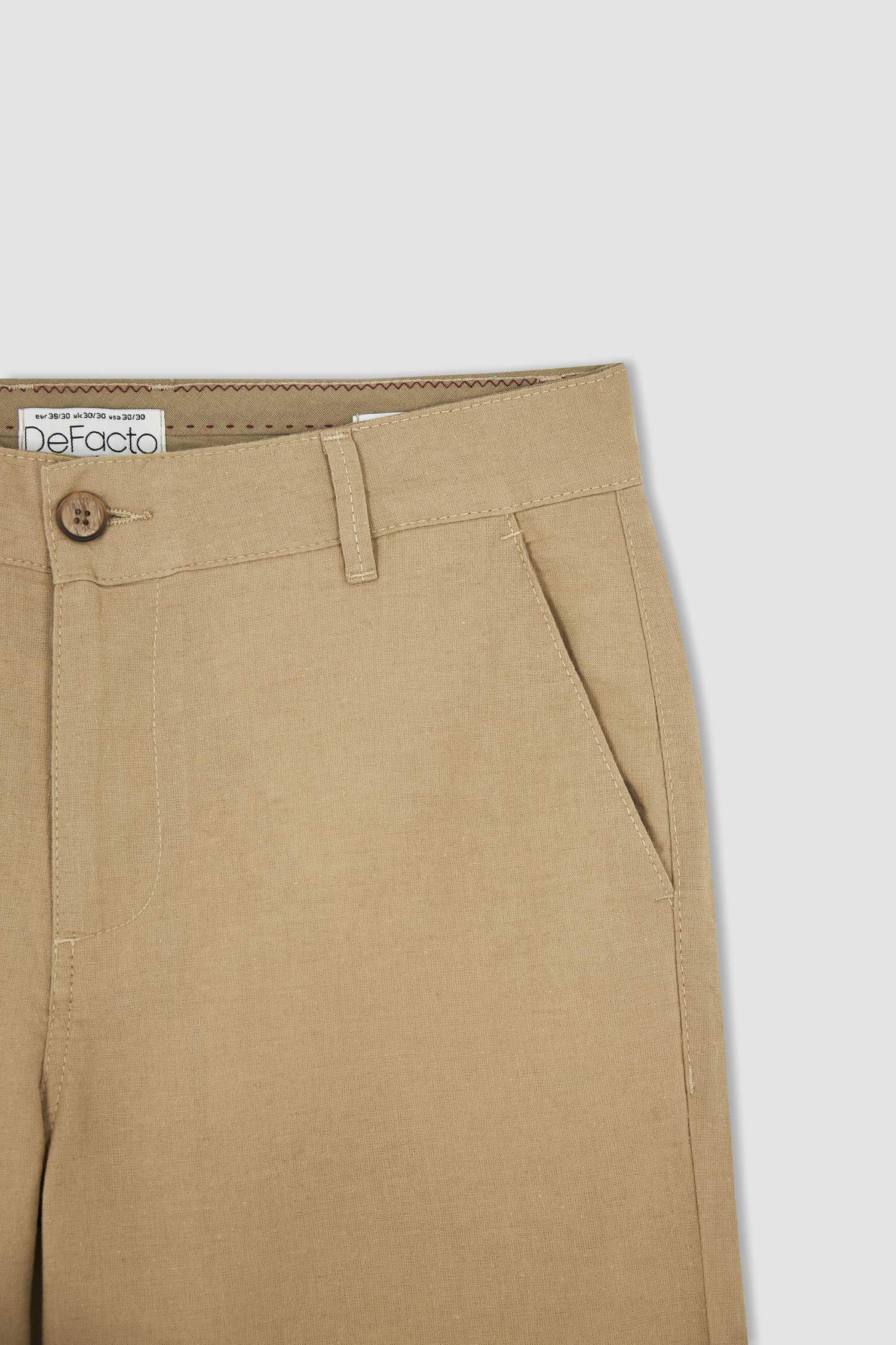 Regular Fit Keten Chino Pantolon