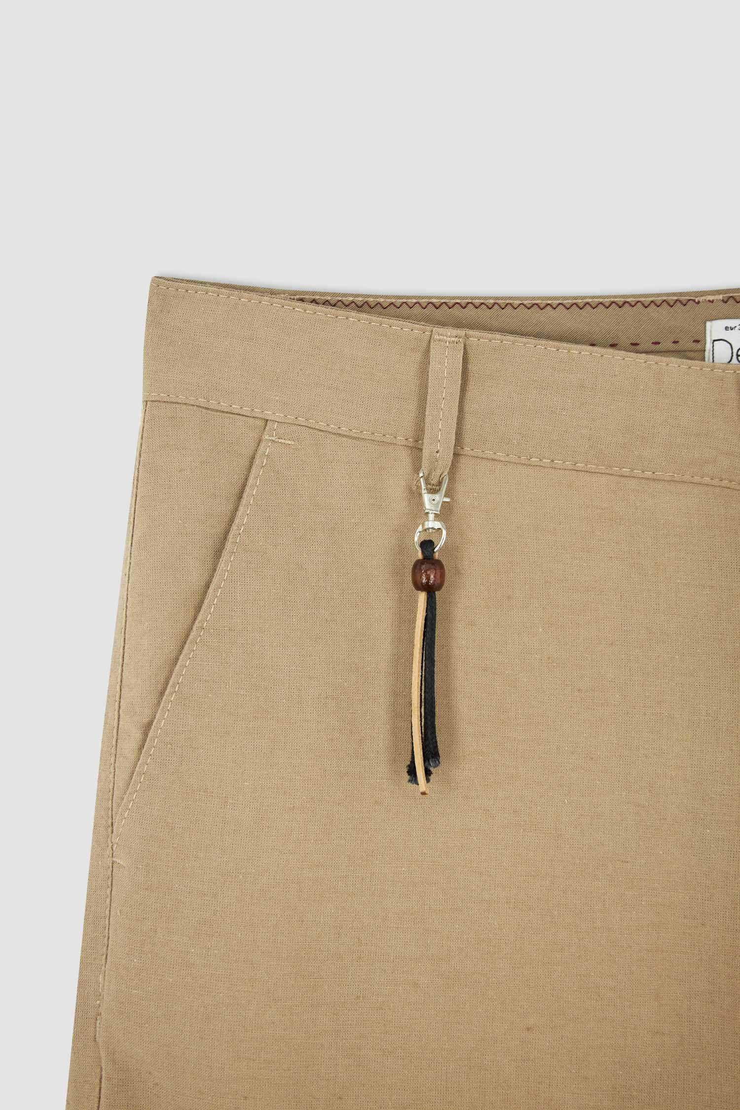 Regular Fit Keten Chino Pantolon