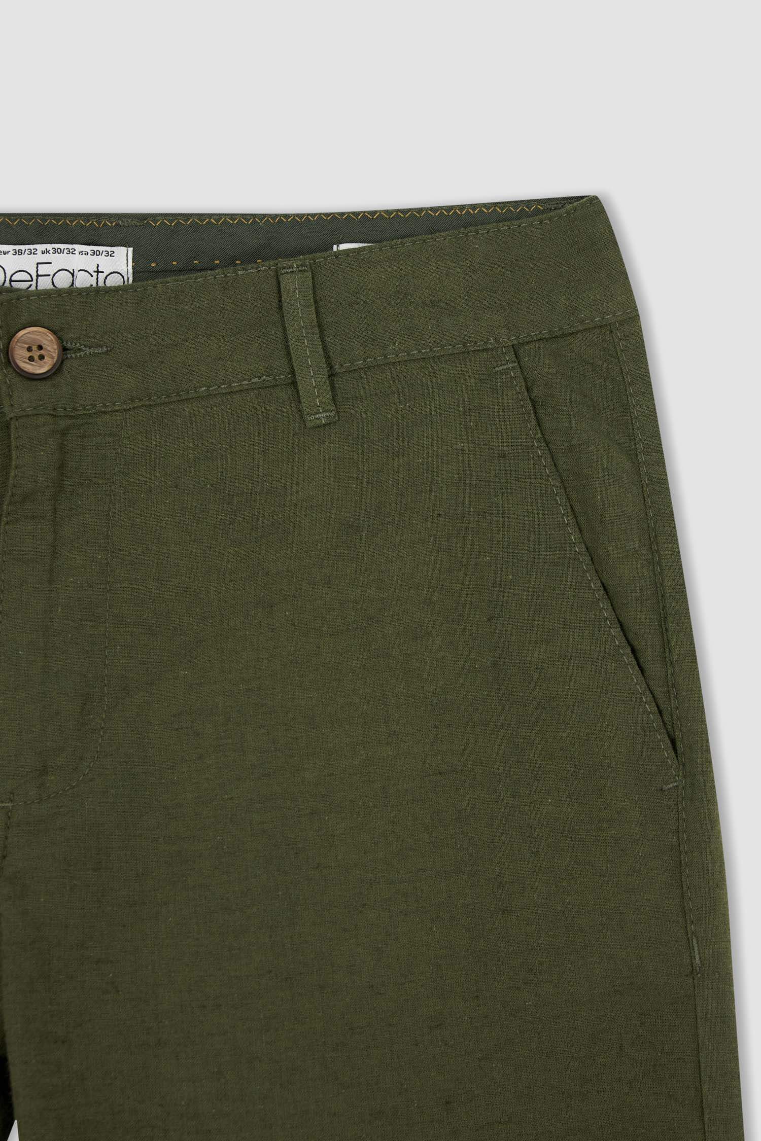 Regular Fit Keten Chino Pantolon