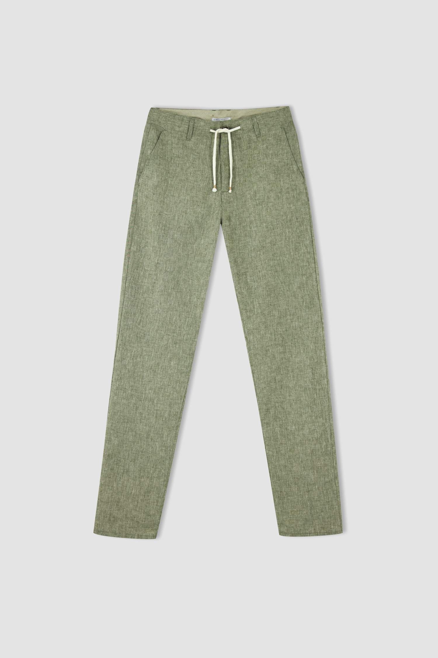 Relax Fit Beli Bağcıklı Keten Pantolon