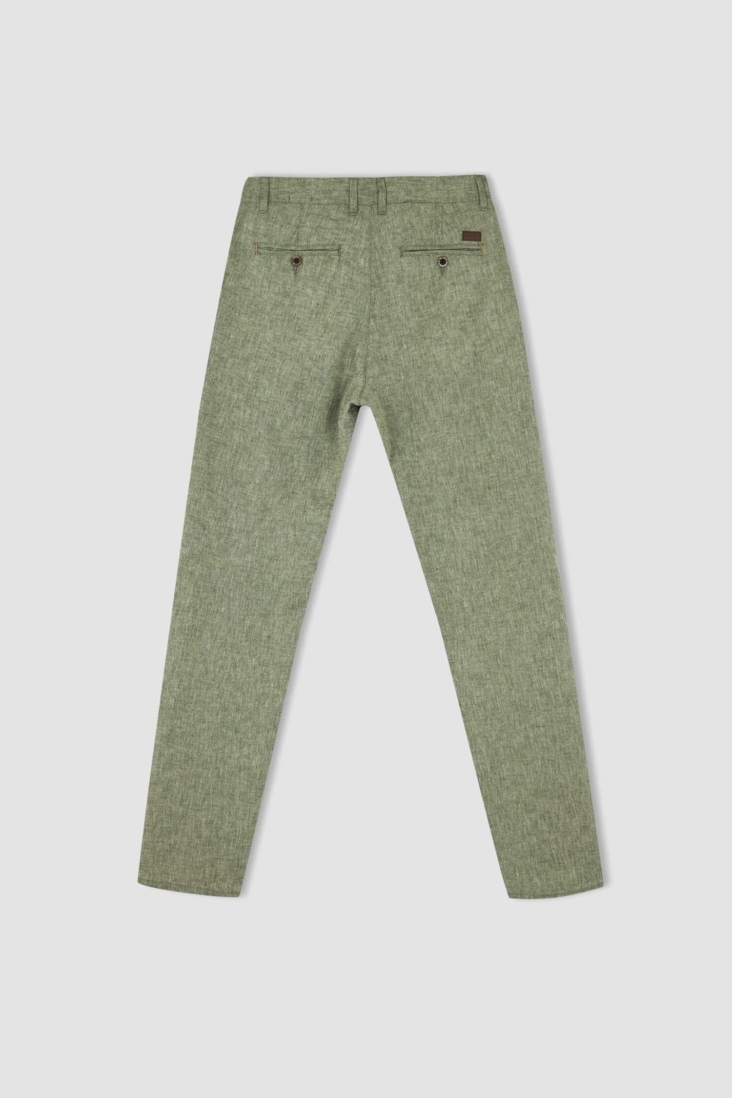 Relax Fit Beli Bağcıklı Keten Pantolon