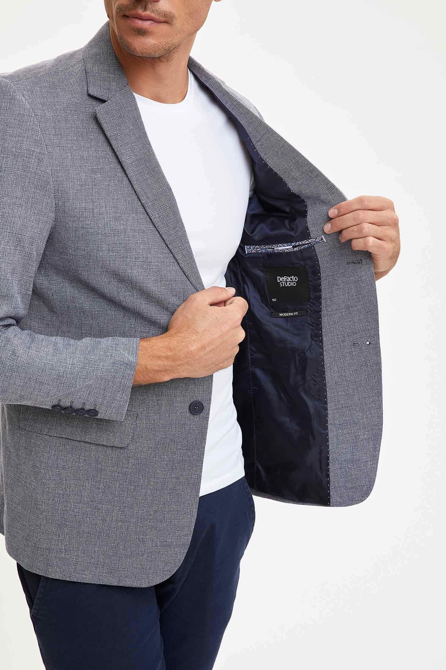 MODERN FIT Baskılı Astarlı Blazer