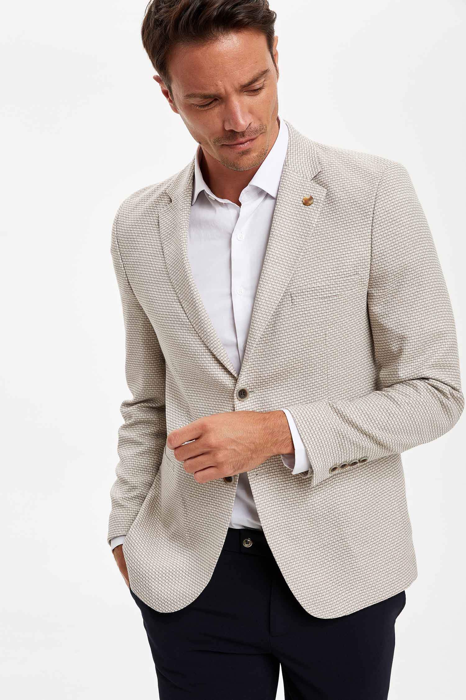 Slim Fit Yarım Astar Blazer