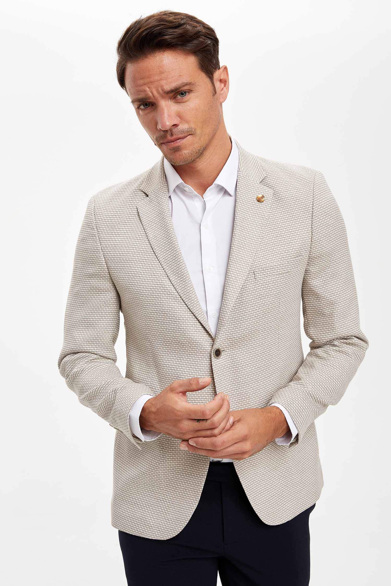 Slim Fit Yarım Astar Blazer