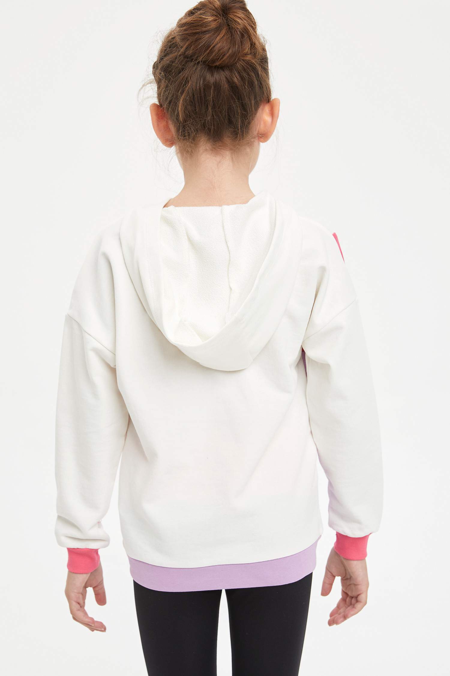 Kız Çocuk Yazı Baskılı Renk Bloklu Sweatshirt