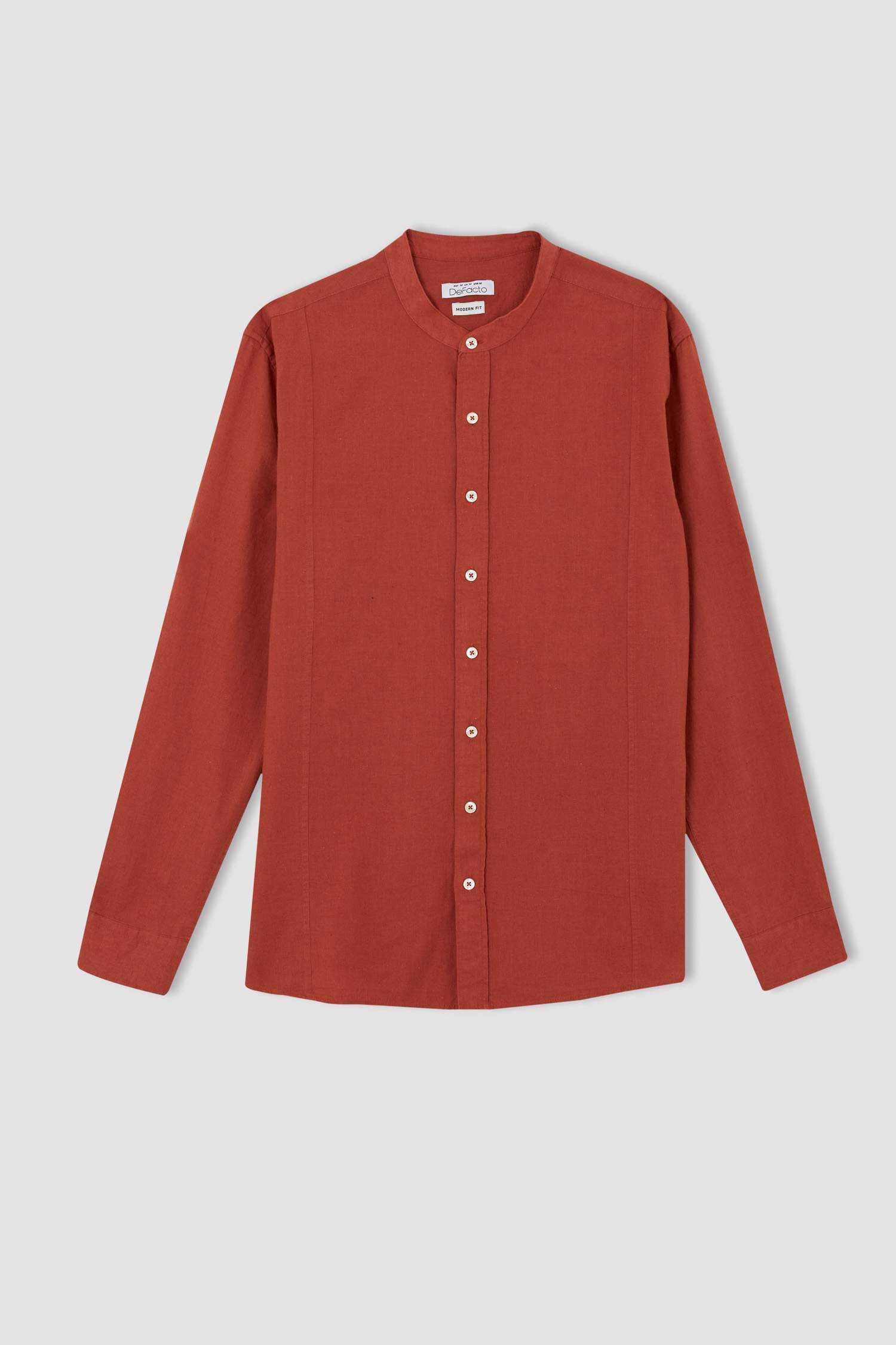 Modern Fit Hakim Yaka Uzun Kollu Keten Gömlek