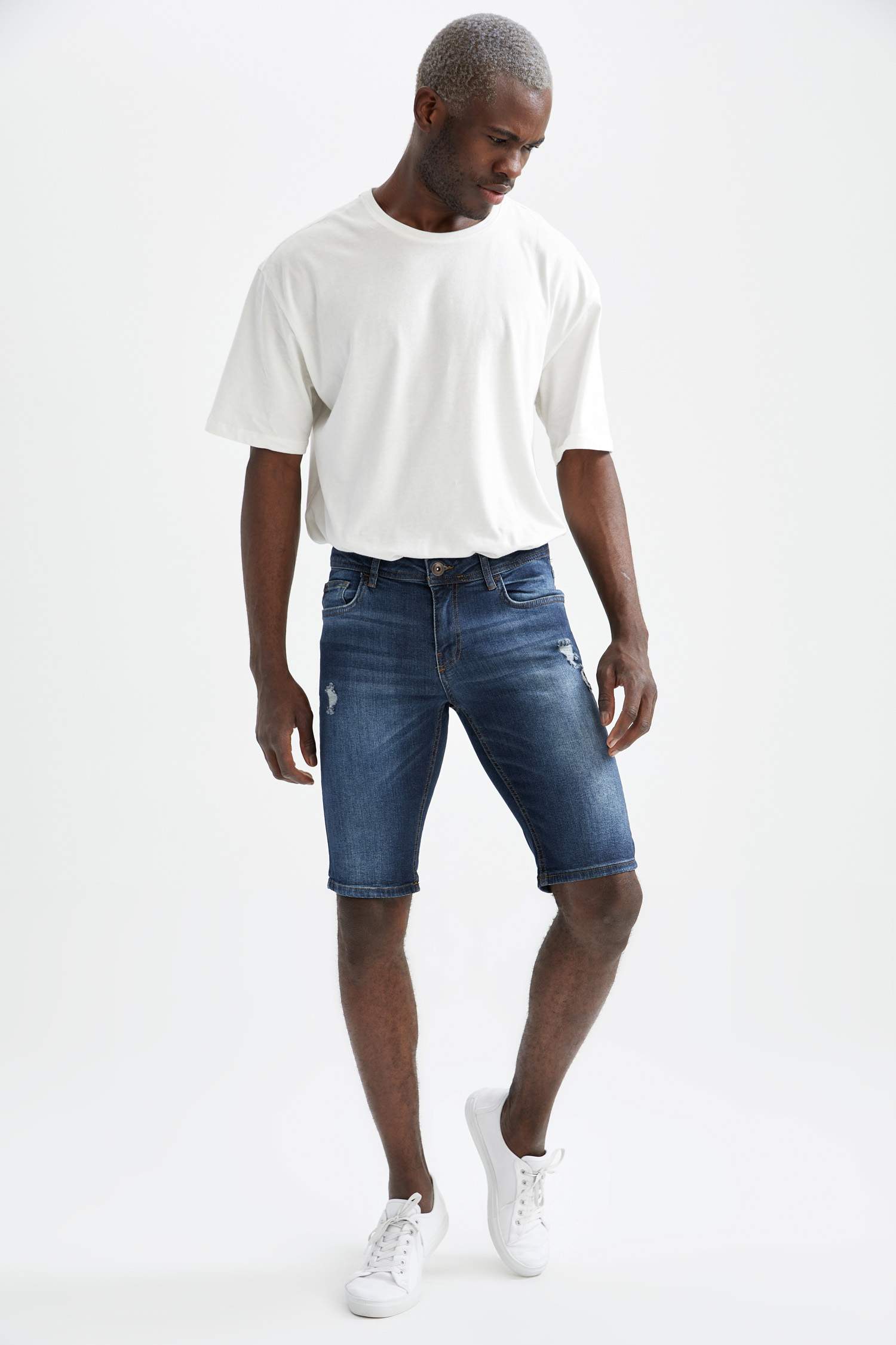 Skinny Fit Jean Bermuda Şort