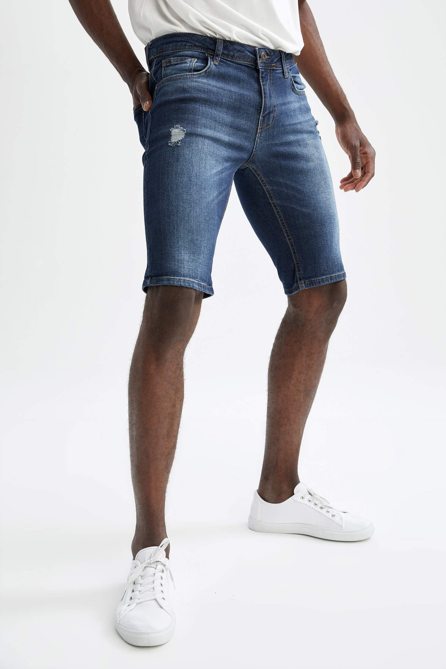 Skinny Fit Jean Bermuda Şort