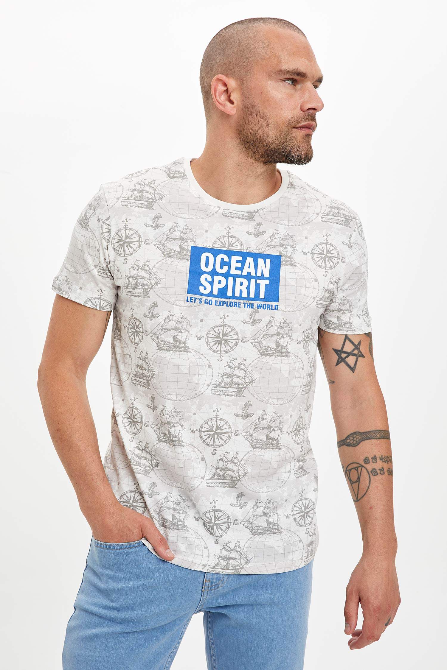 Yazı Baskılı Slim Fit Tişört
