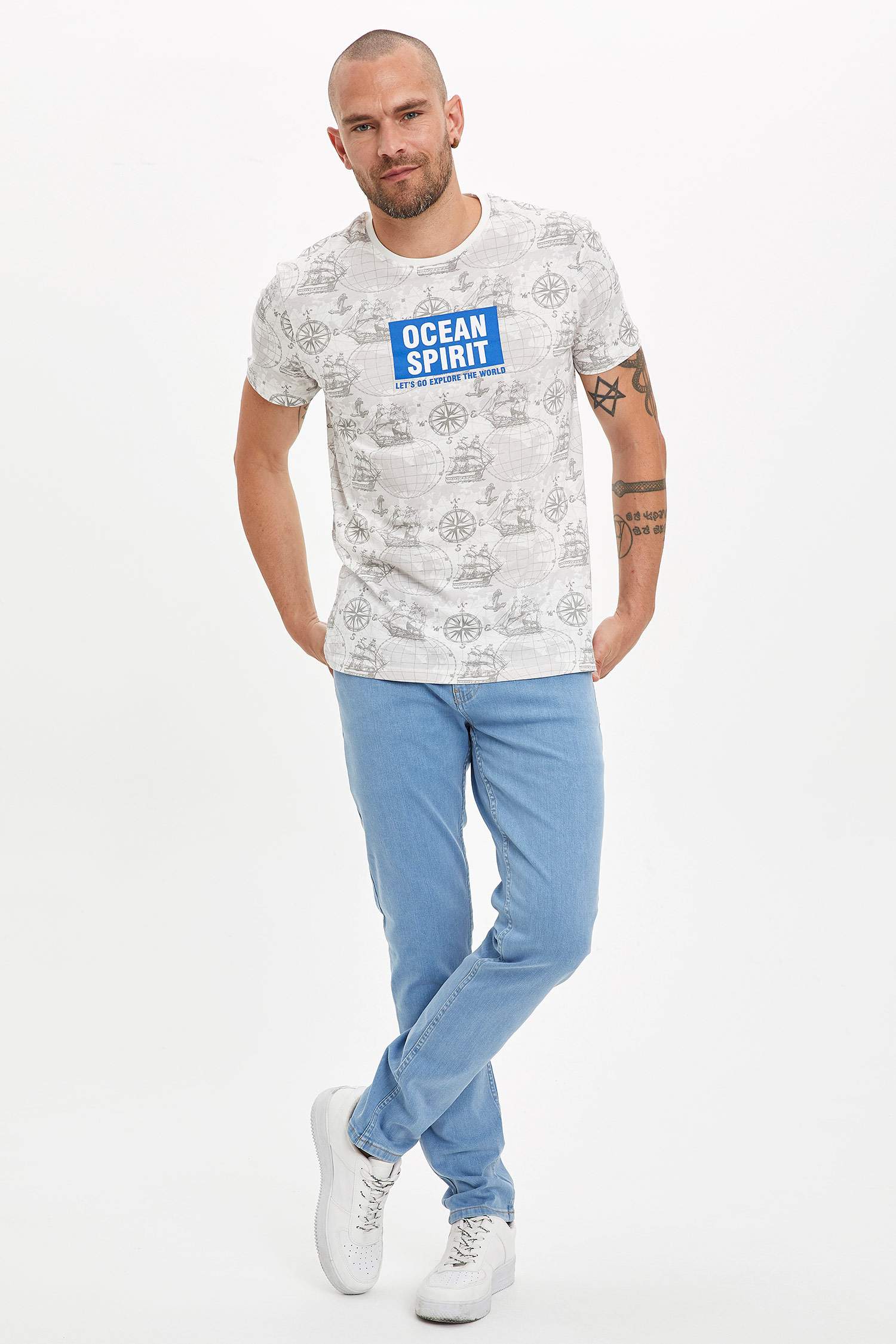 Yazı Baskılı Slim Fit Tişört