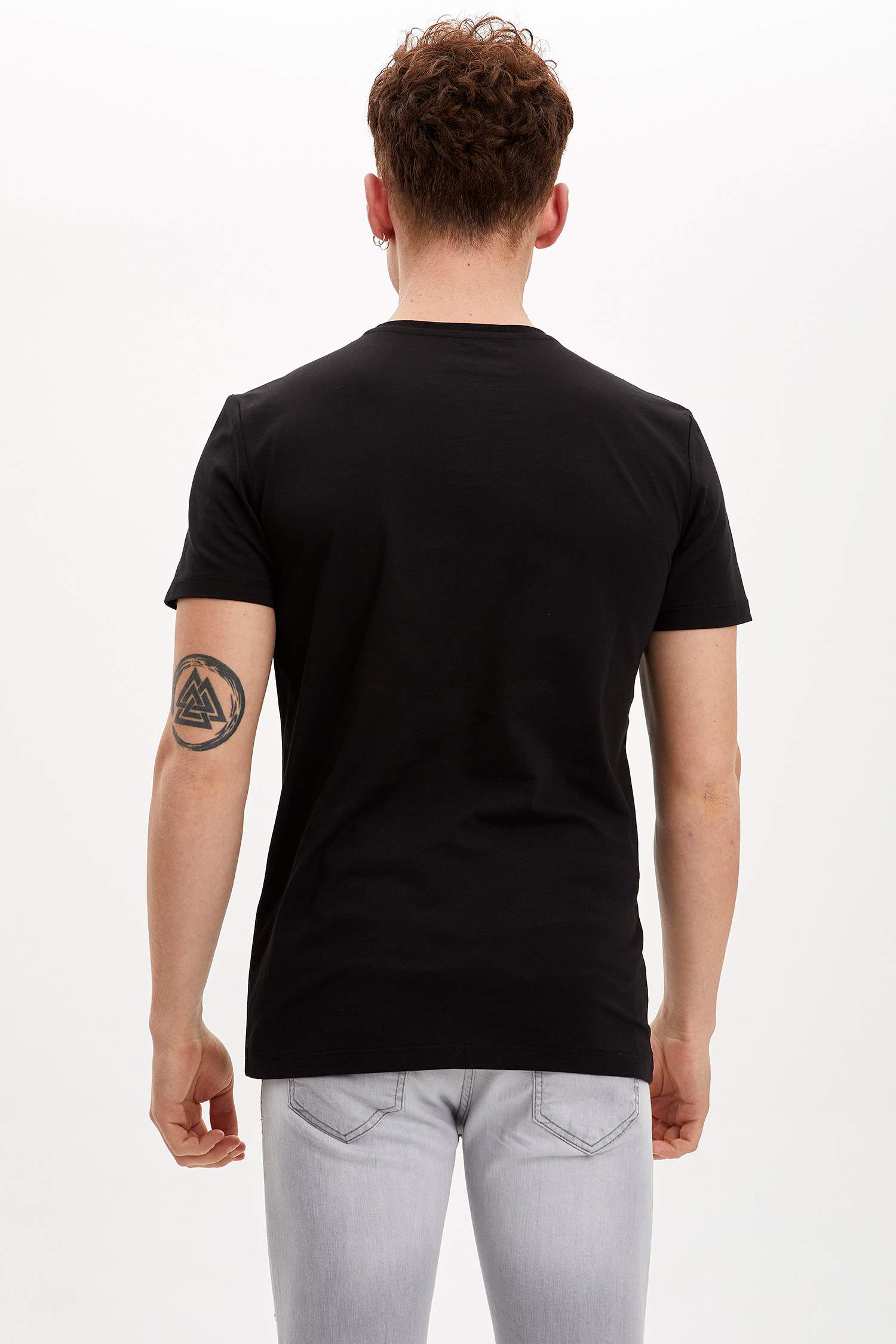 Baskılı Bisiklet Yaka Slim Fit Tişört