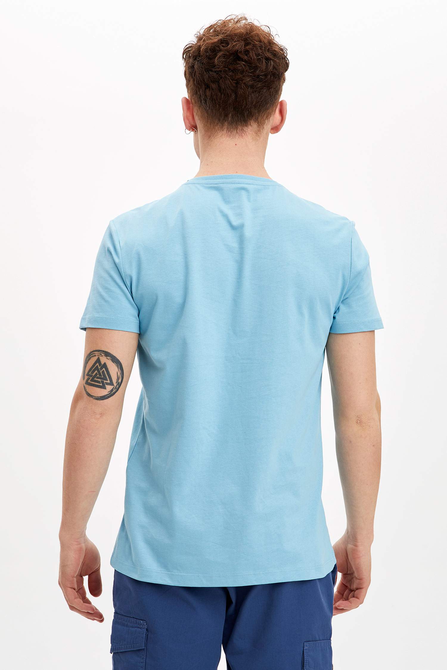 Baskılı Slim Fit Bisiklet Yaka Pamuklu Tişört