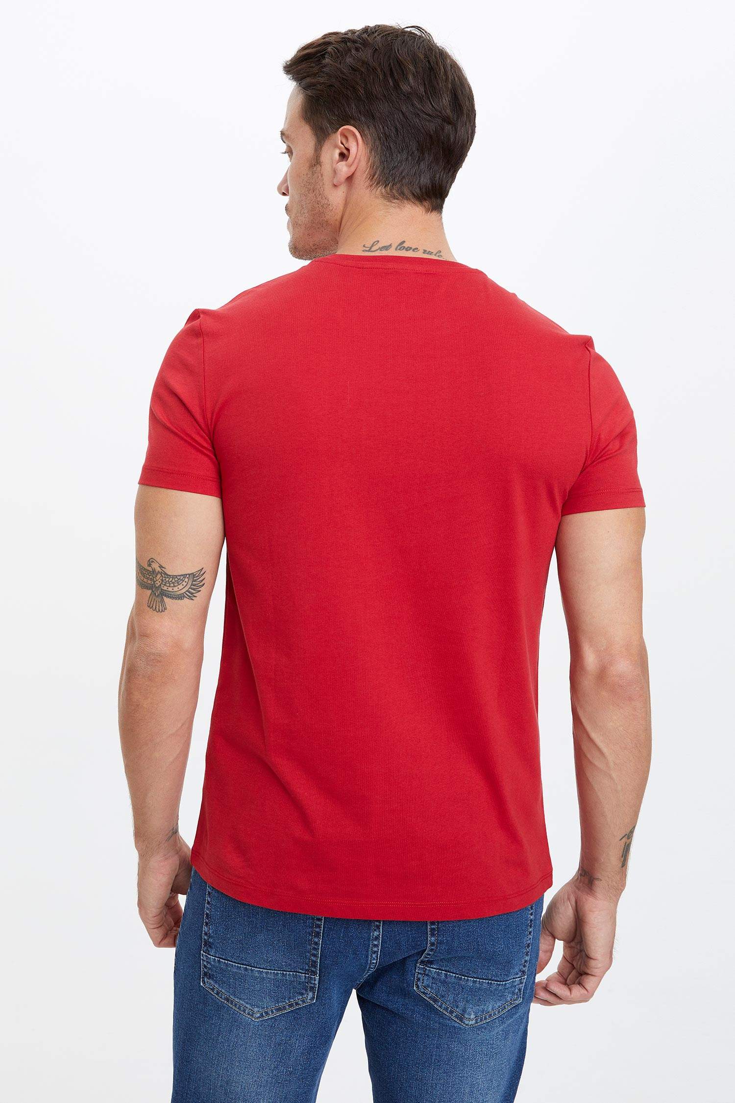 Baskılı Slim Fit Bisiklet Yaka Pamuklu Tişört
