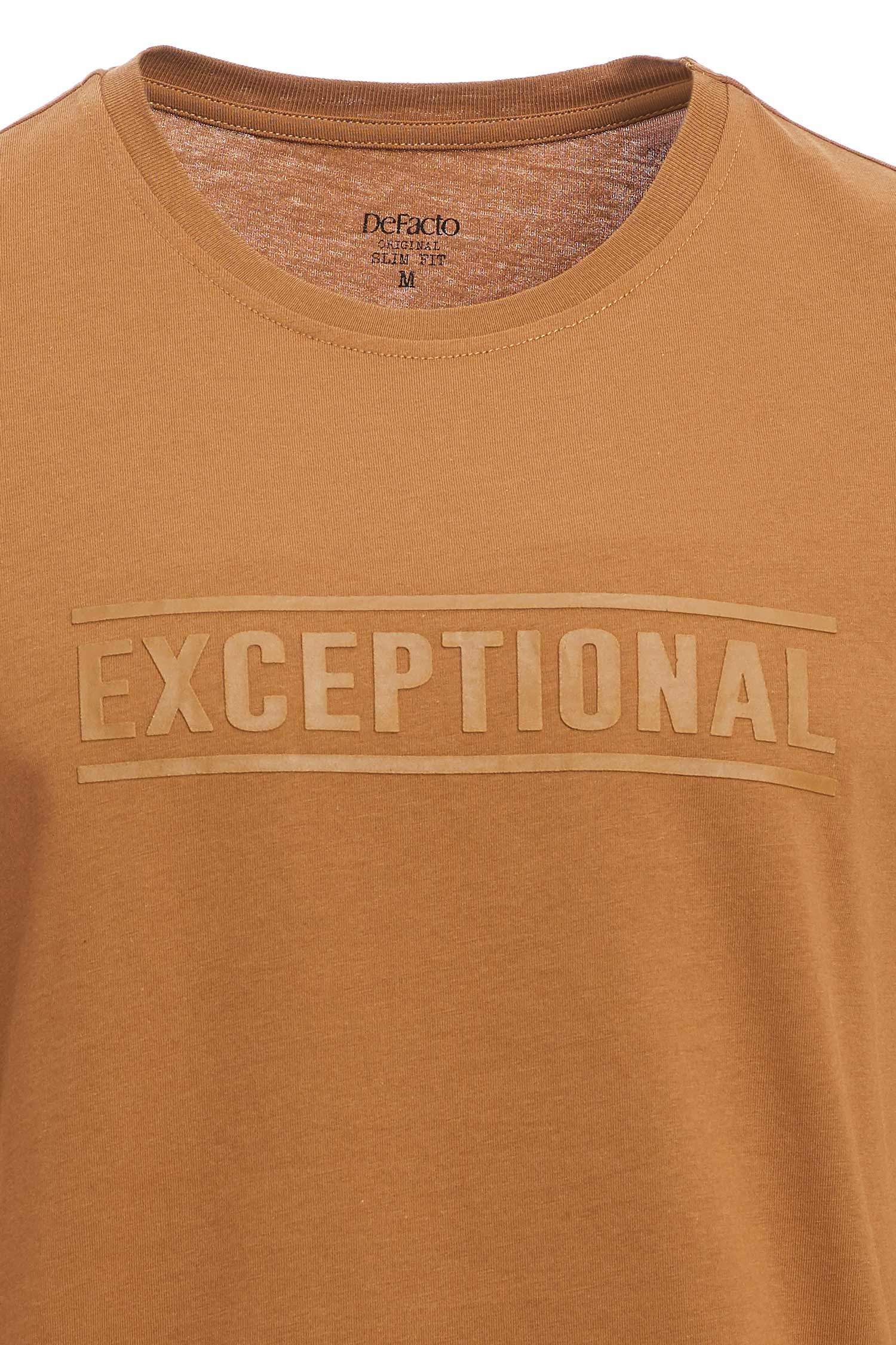 Baskılı Slim Fit Bisiklet Yaka Pamuklu Tişört