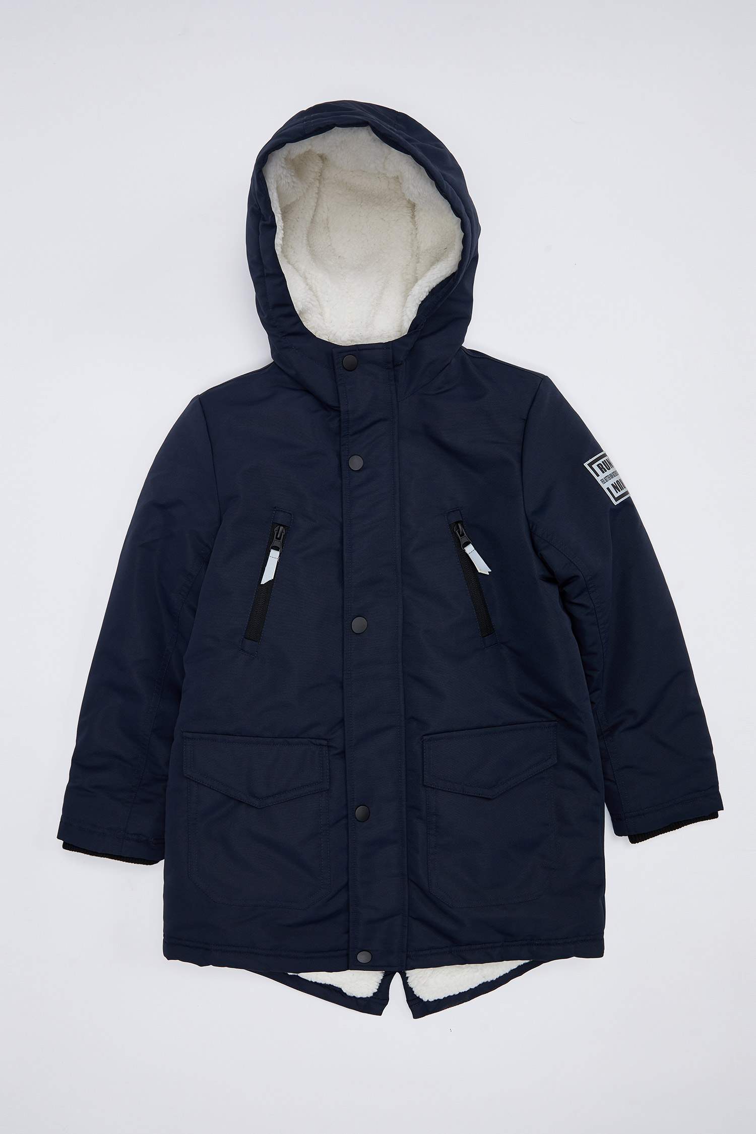 Erkek Çocuk Regular Fit Kapüşonlu Peluş Mont Parka