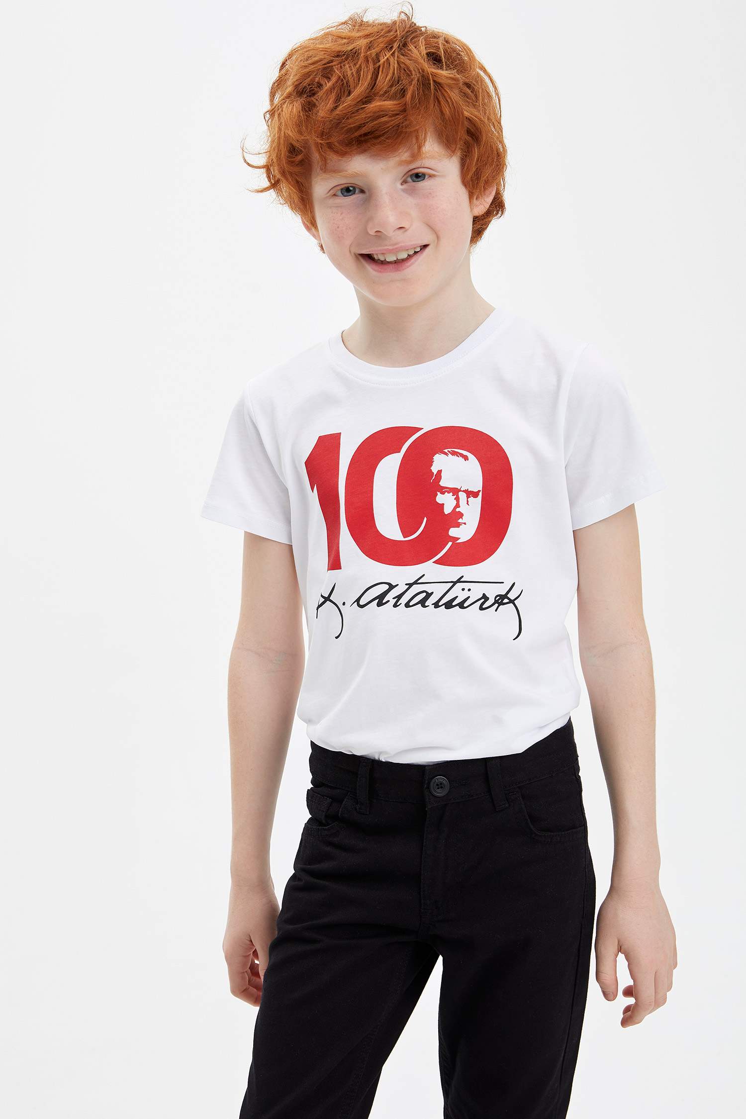 Kız Çocuk 29 Ekim Atatürk Baskılı Kısa Kollu Tişört