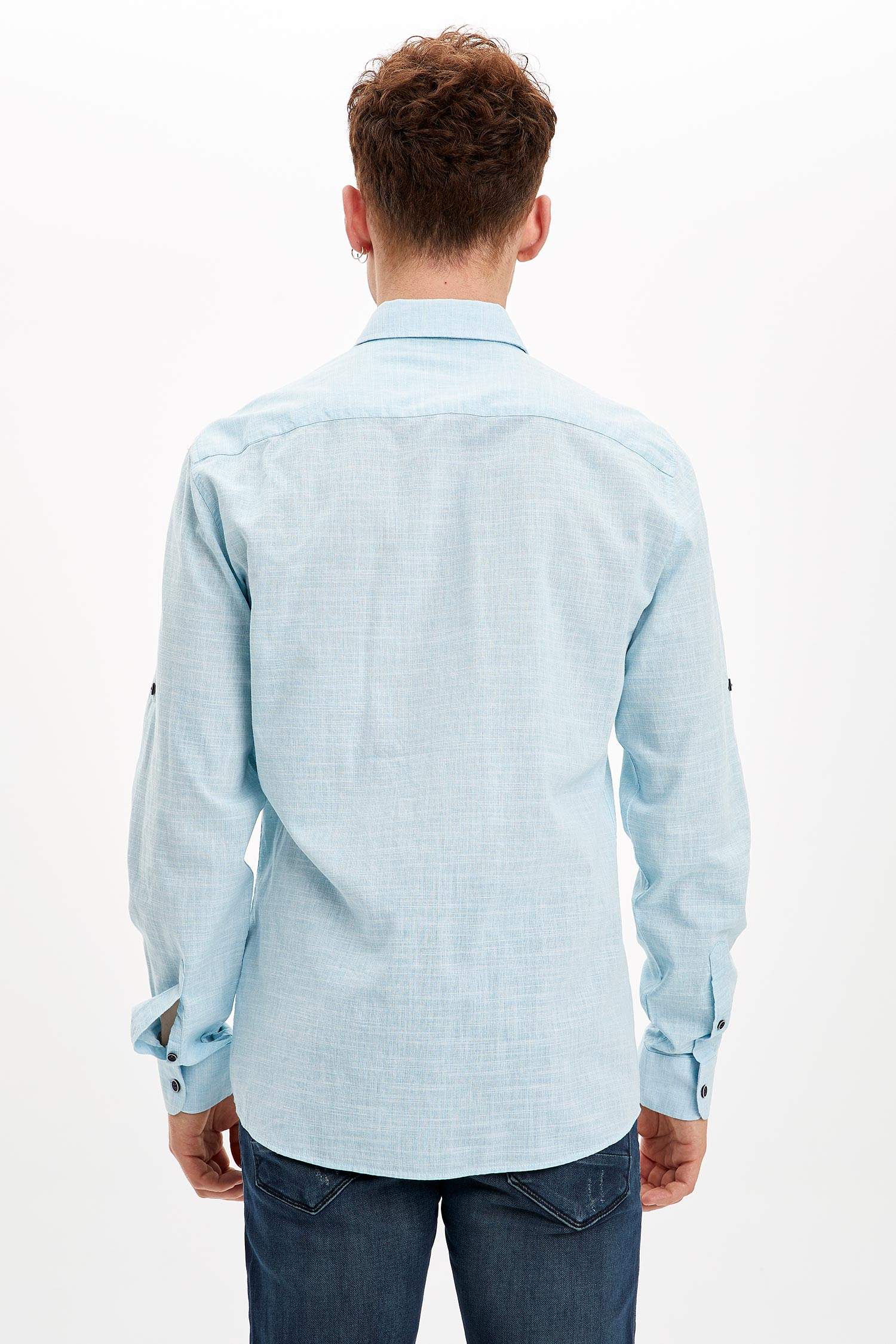 Slim Fit Uzun Kollu Pamuklu Gömlek