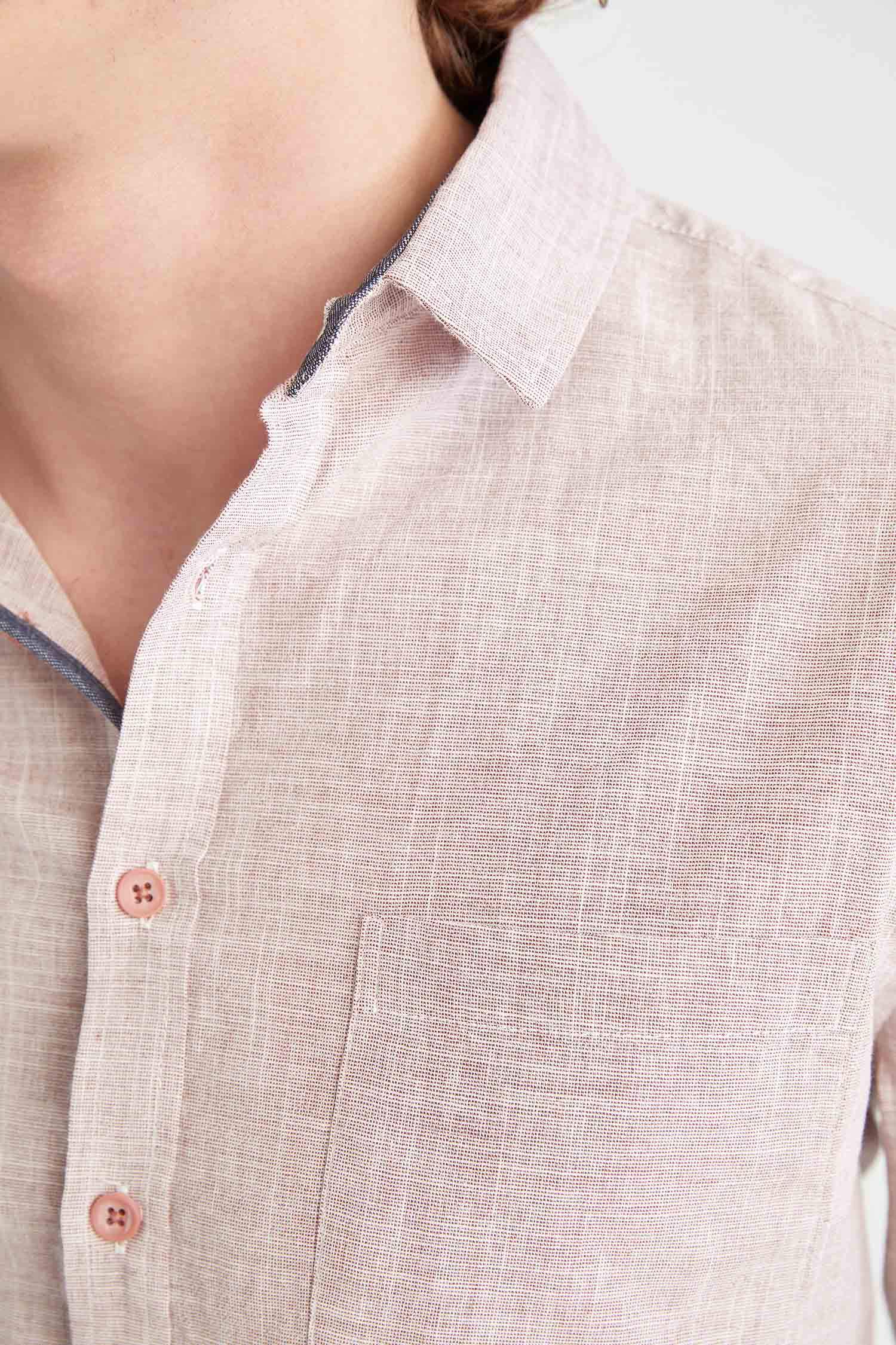 Slim Fit Polo Yaka Poplin Uzun Kollu Gömlek