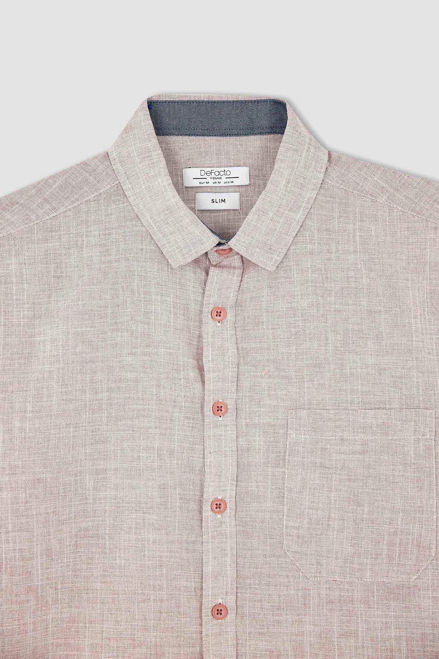 Slim Fit Polo Yaka Poplin Uzun Kollu Gömlek