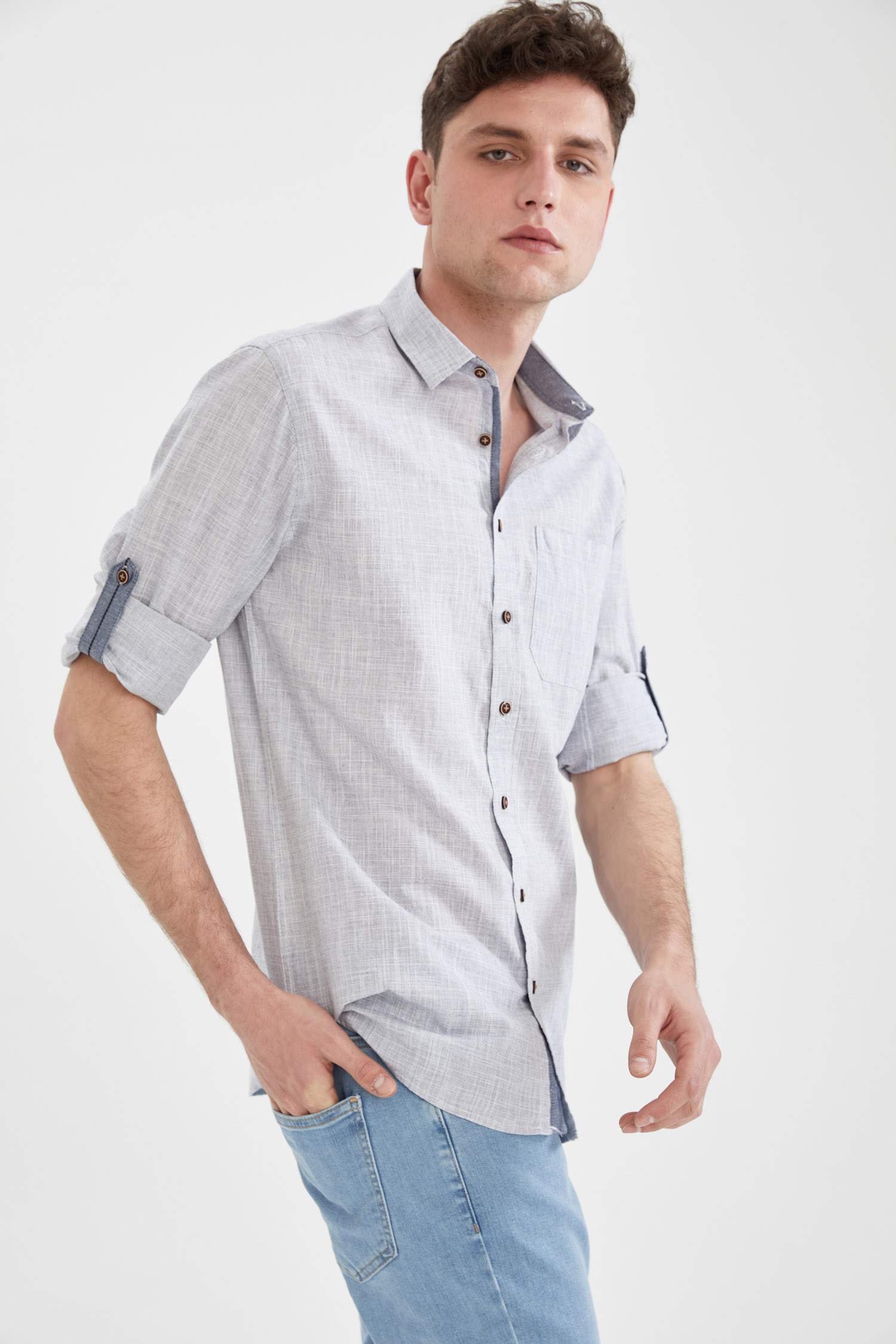 Slim Fit Basic Uzun Kollu Gömlek