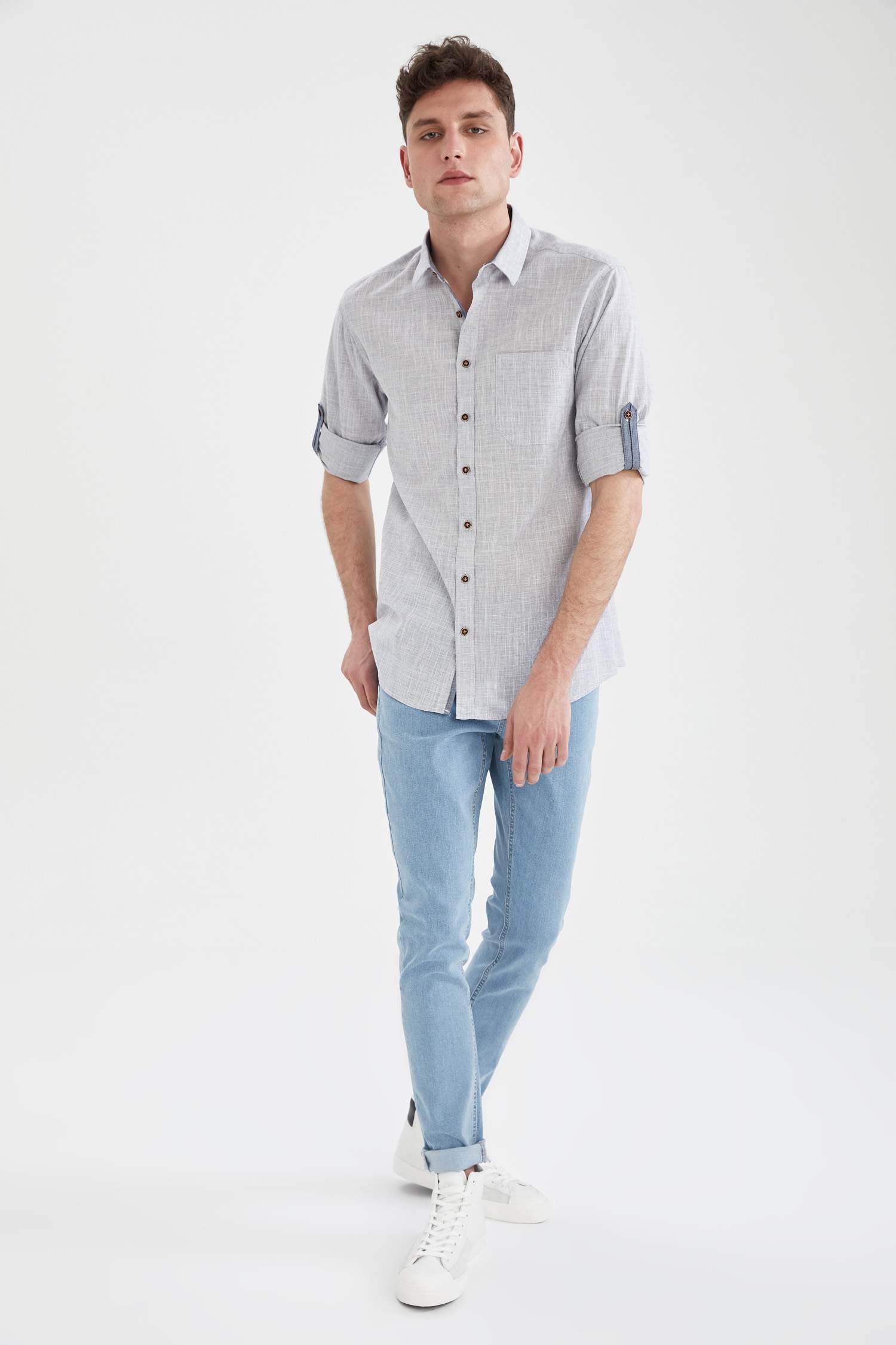 Slim Fit Basic Uzun Kollu Gömlek