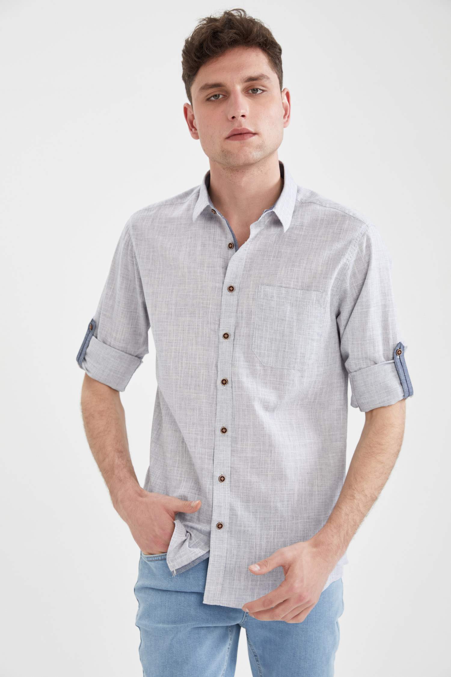 Slim Fit Basic Uzun Kollu Gömlek