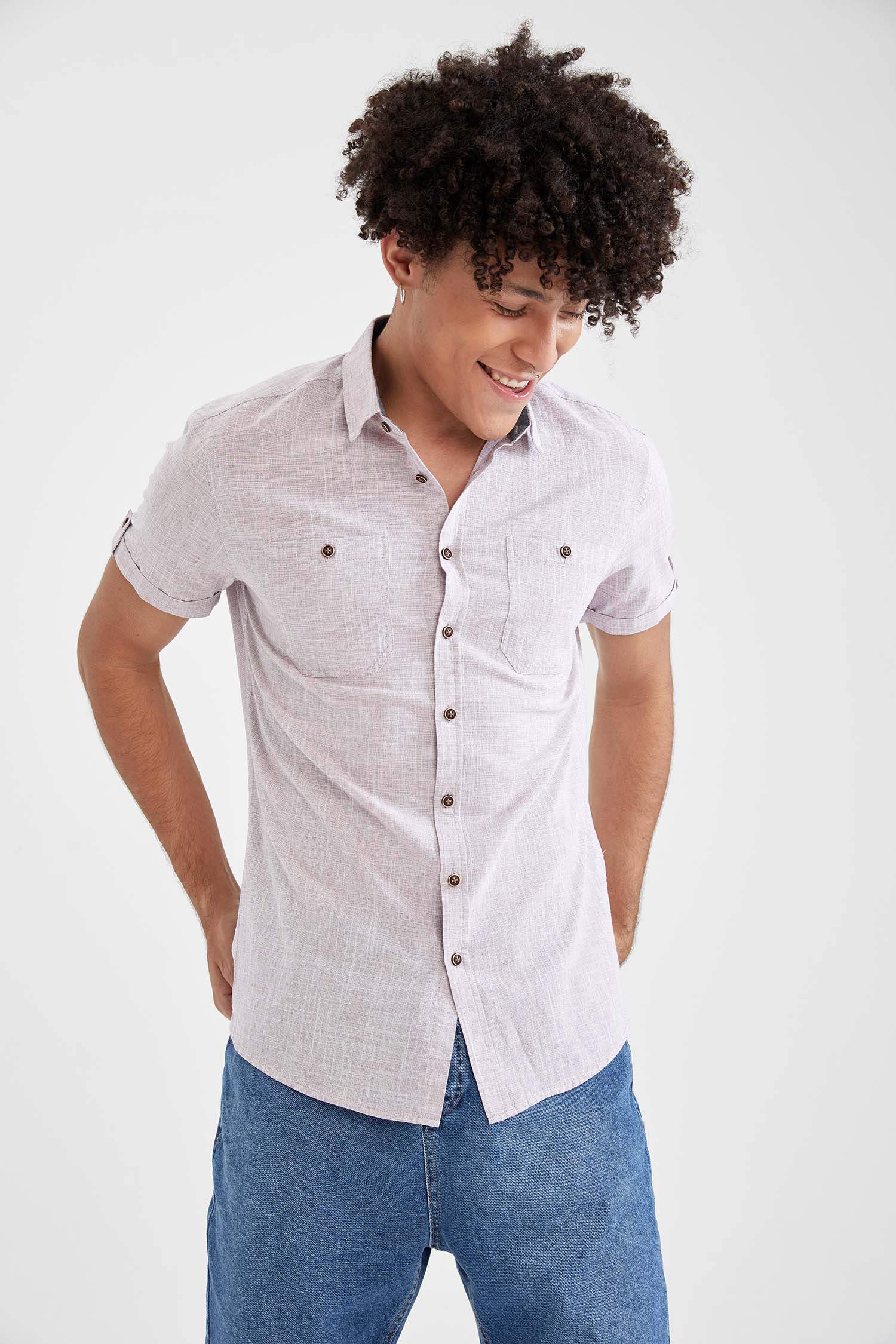 Slim Fit Basic Kısa Kollu Gömlek