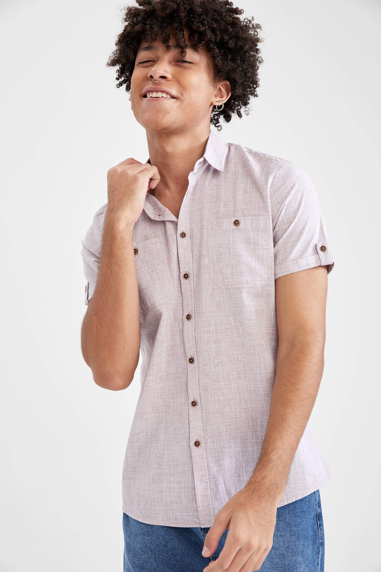 Slim Fit Basic Kısa Kollu Gömlek