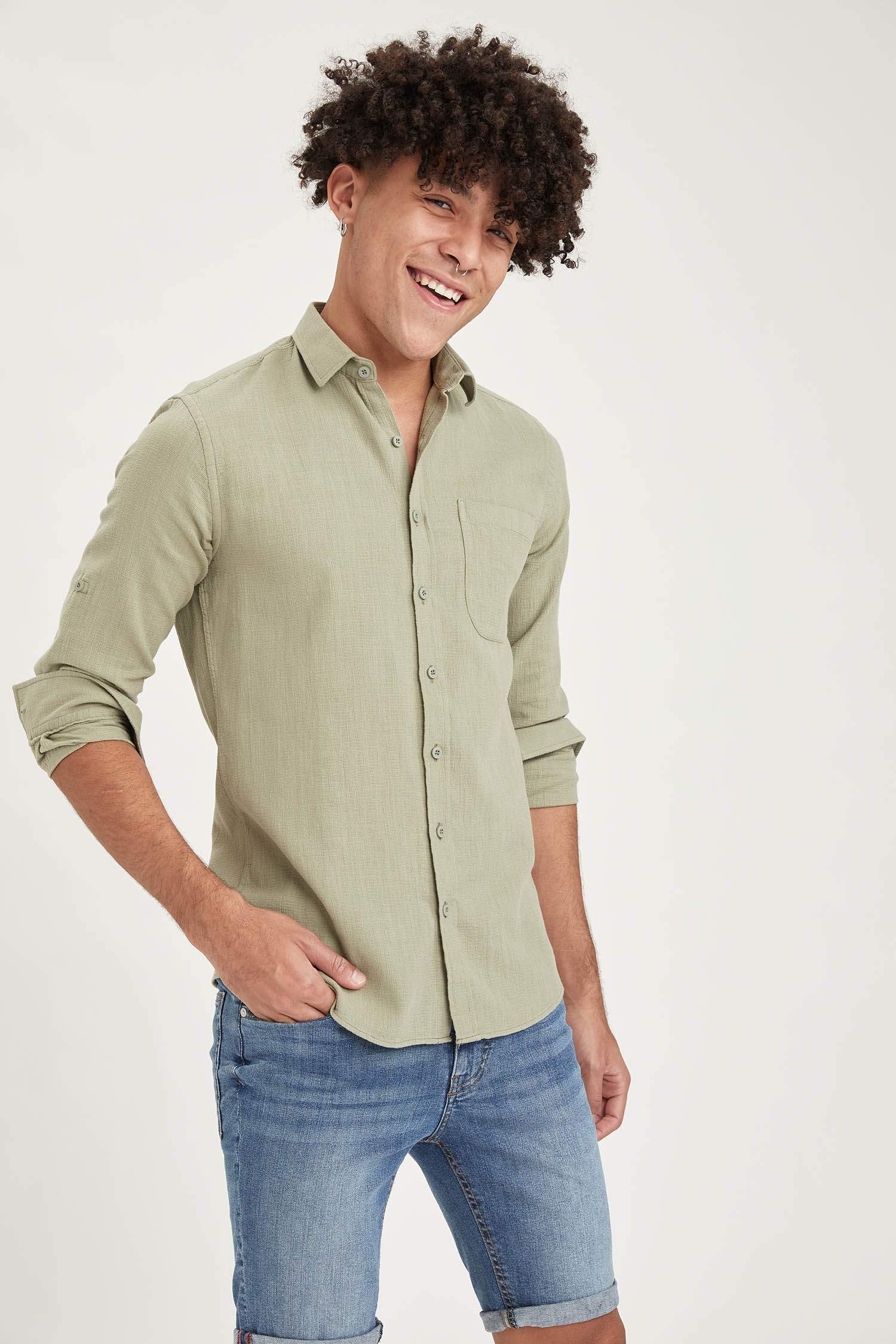 Slim Fit Basic Uzun Kollu Gömlek