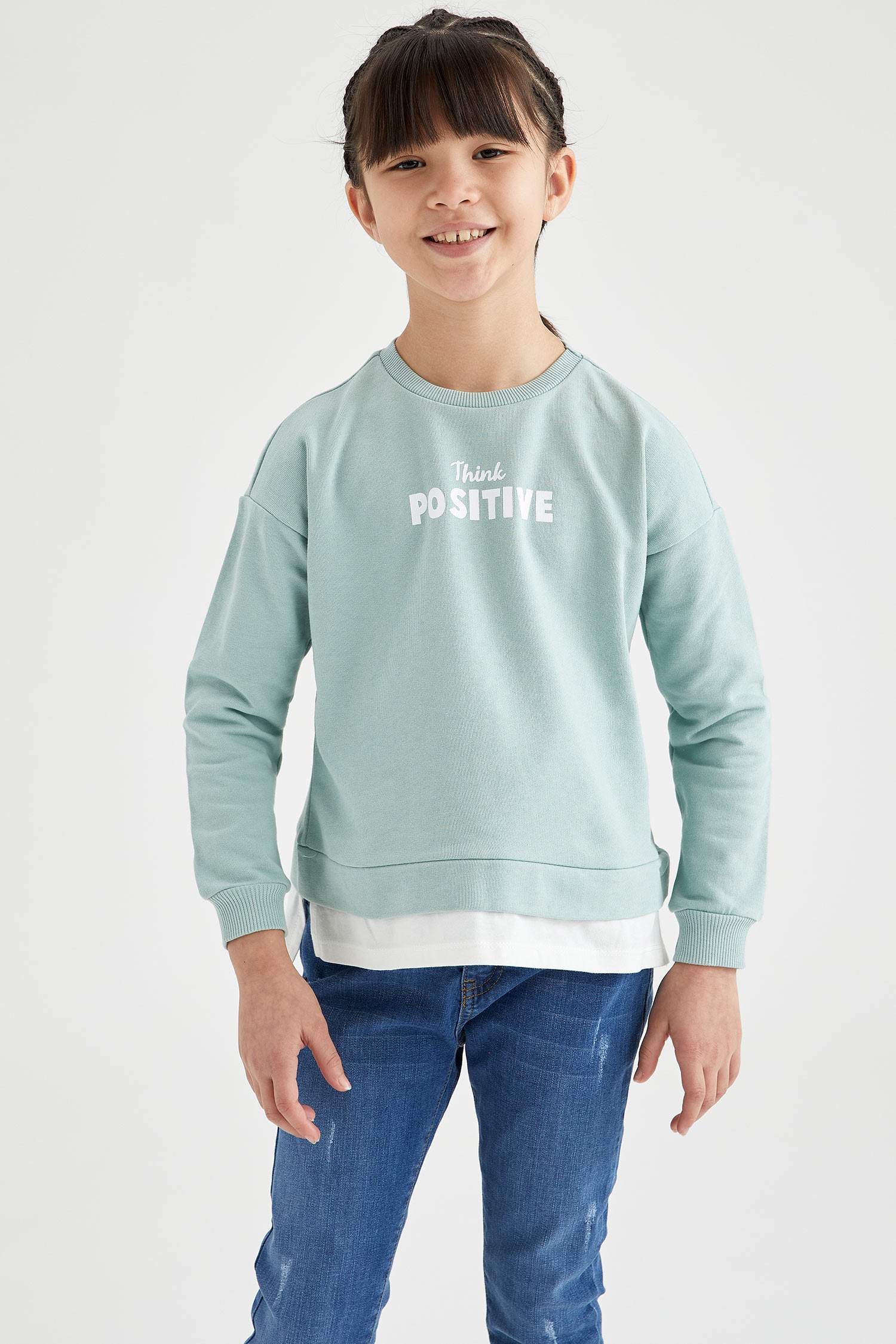 Kız Çocuk Yazı Baskılı Sweatshirt