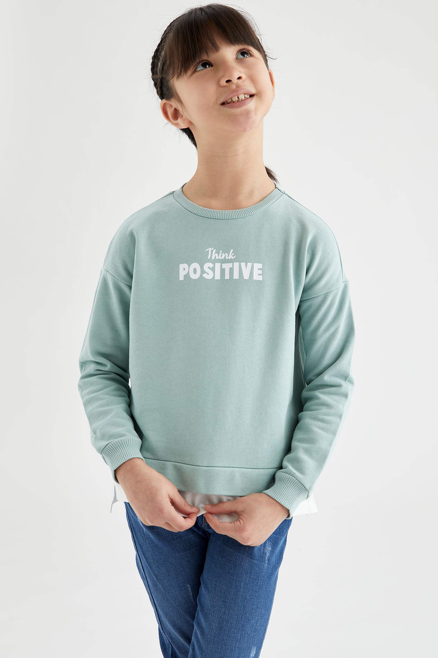 Kız Çocuk Yazı Baskılı Sweatshirt