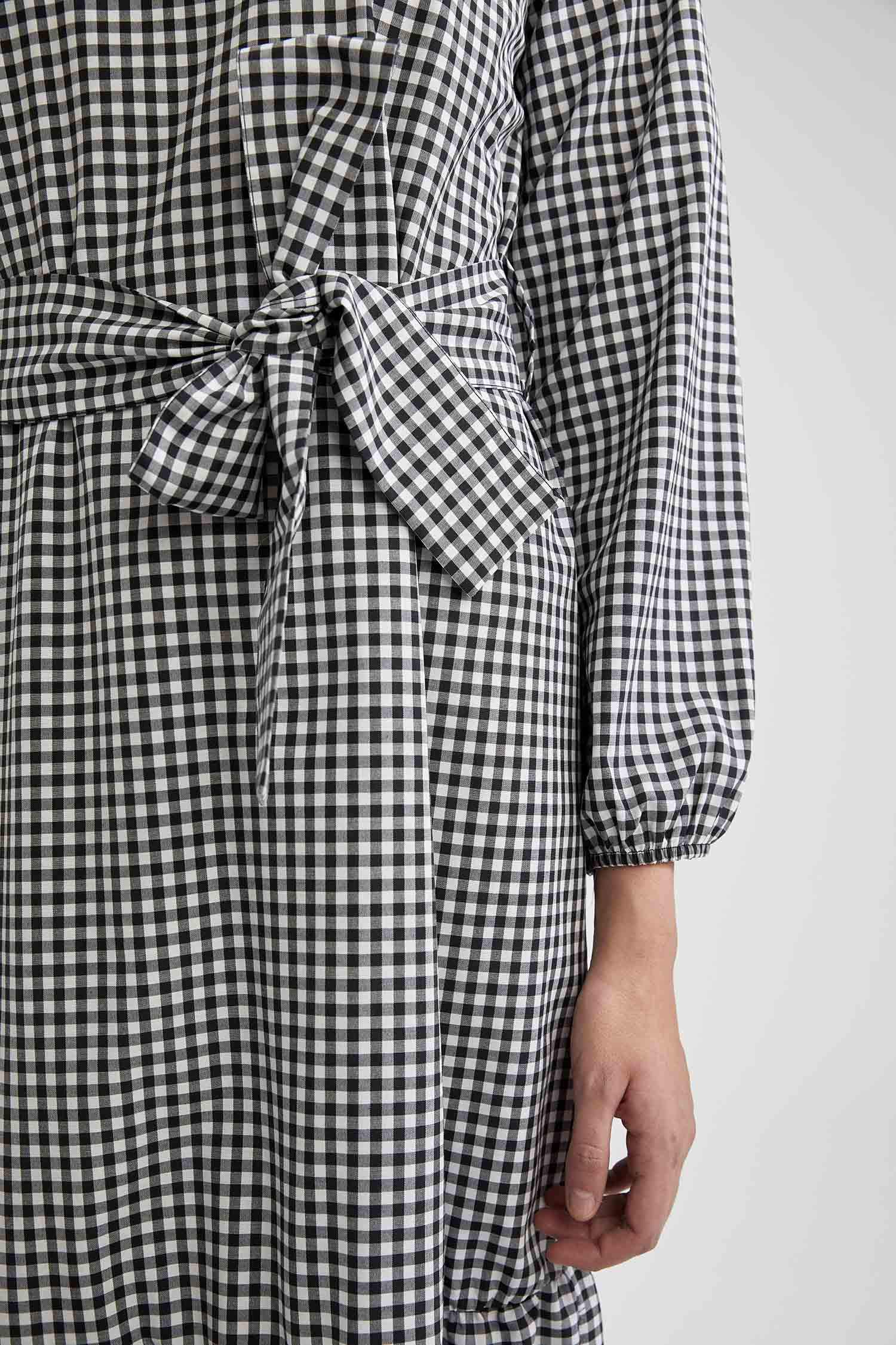 Relax Fit Pötikare Desenli Maxi Poplin Elbise