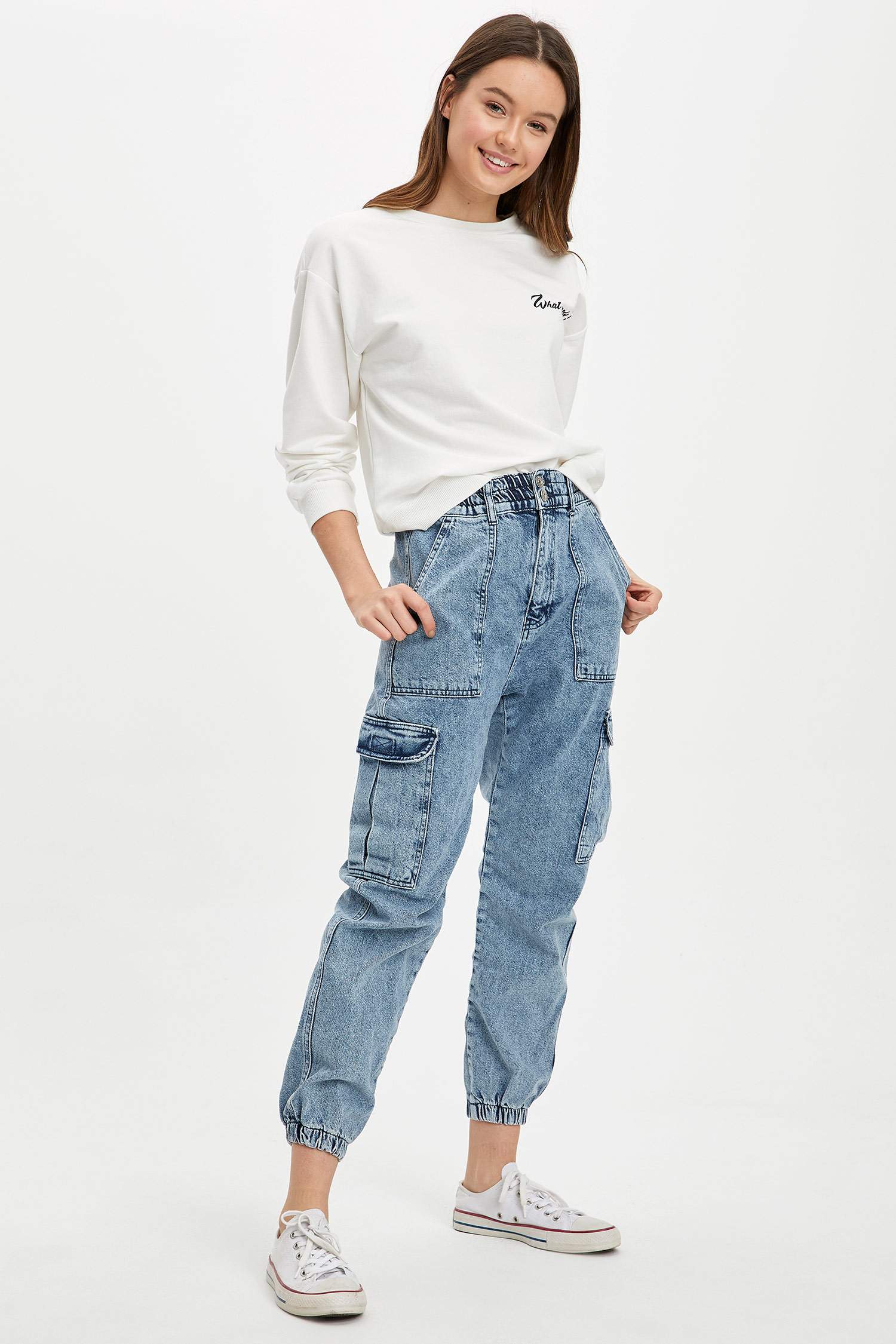 Lina Yıkamalı Jogger Fit Jean Pantolon