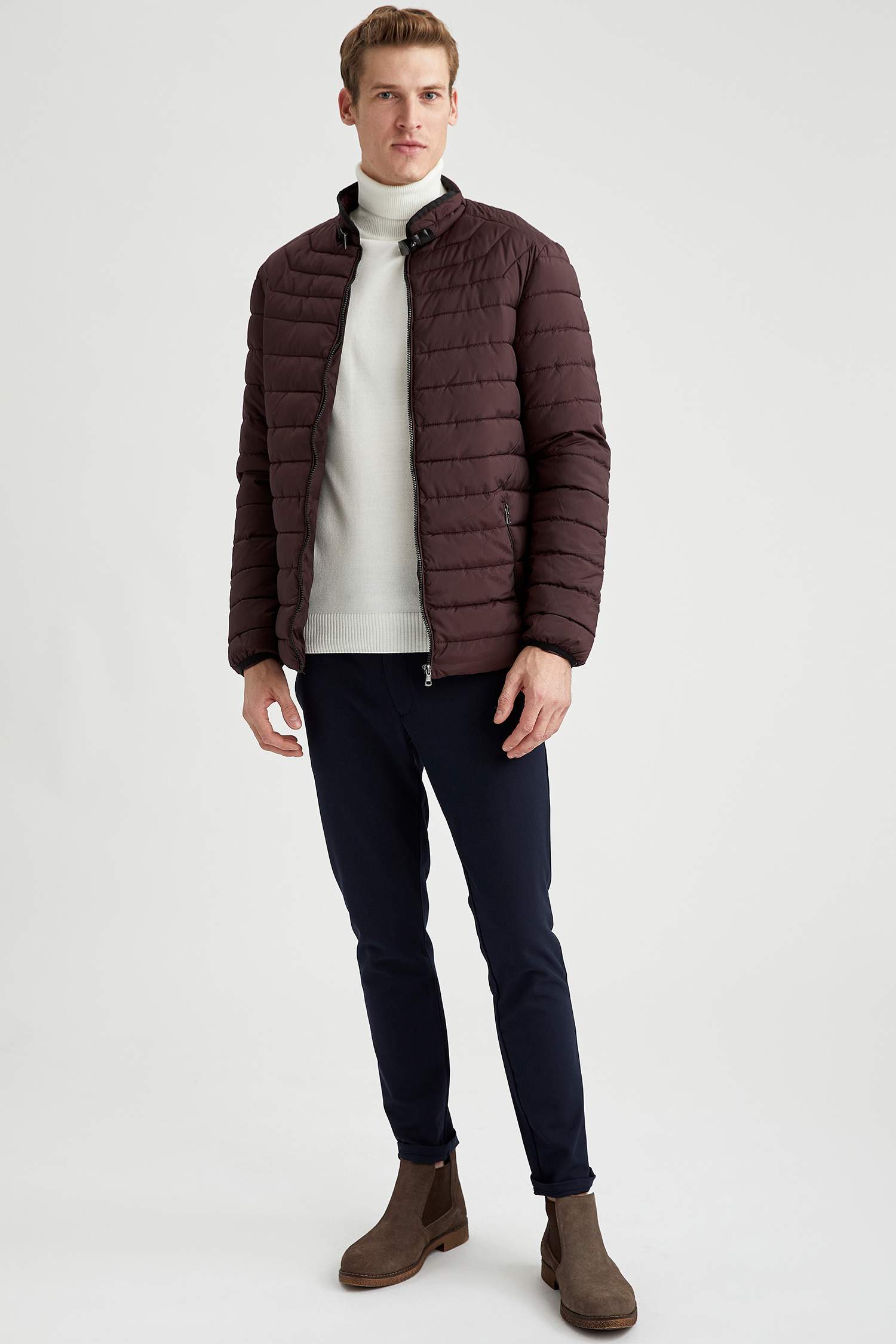 Dik Yaka Slim Fit Mont